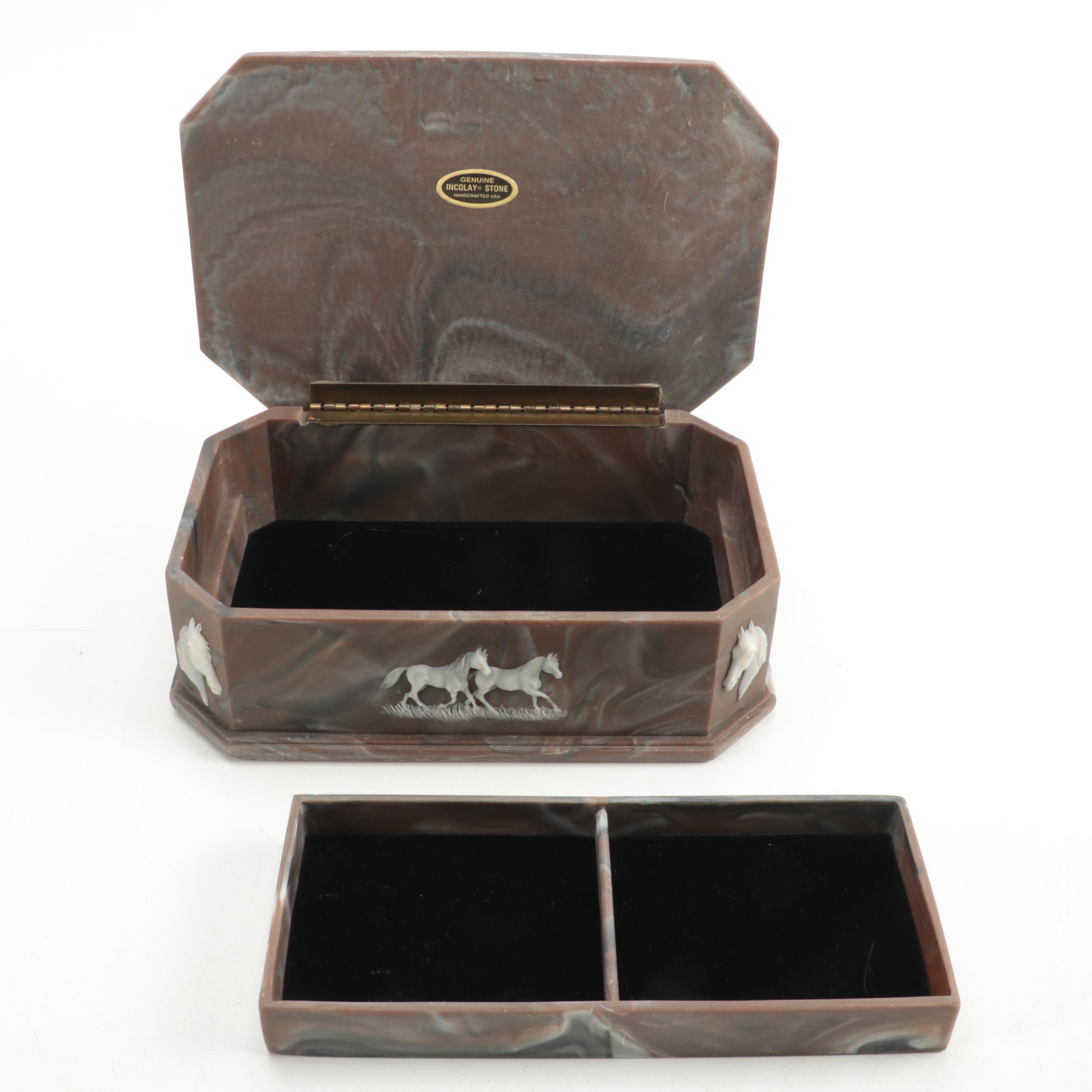 Incolay Stone Box with Divided Tray