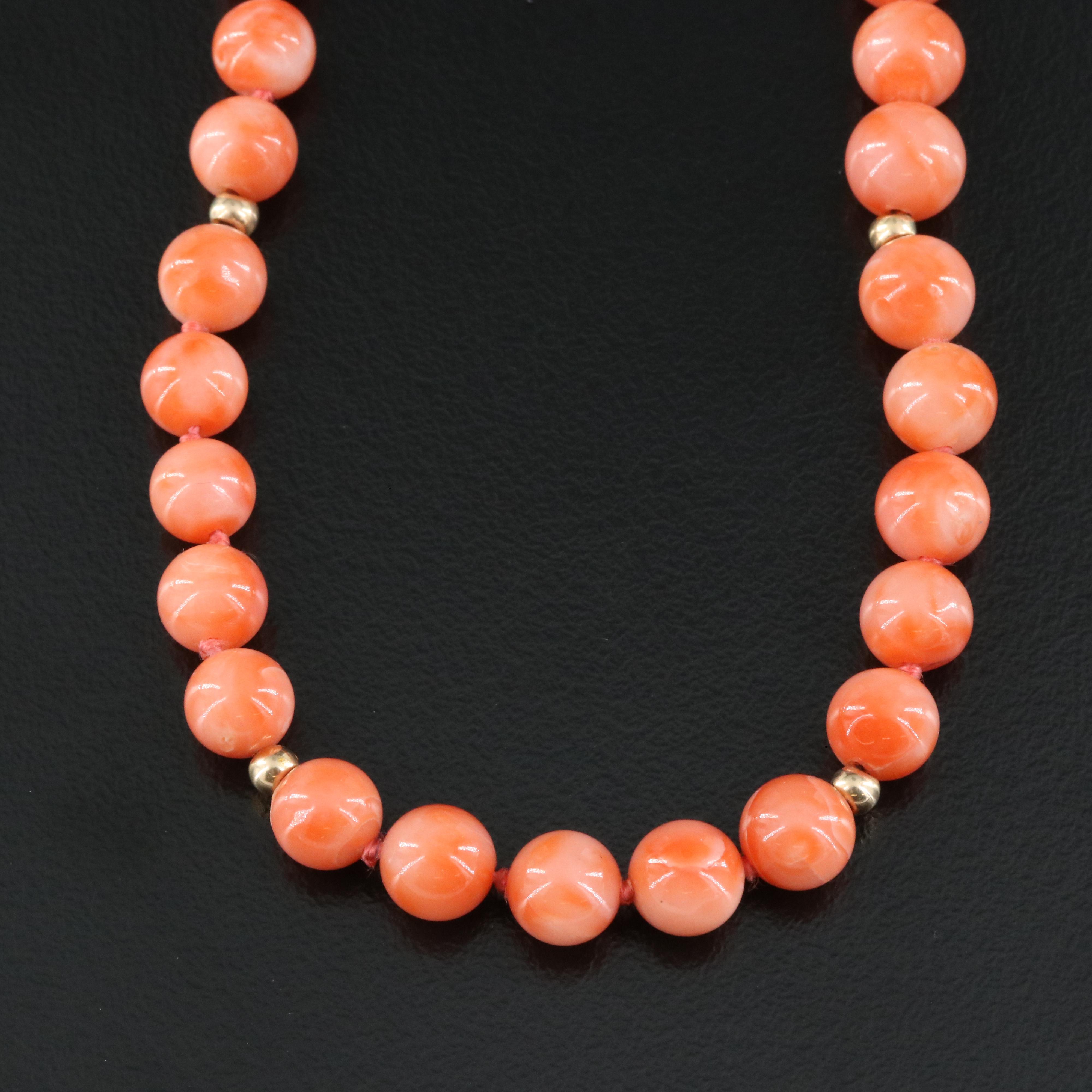 Coral Necklace with 14K Accents Beads and Clasp