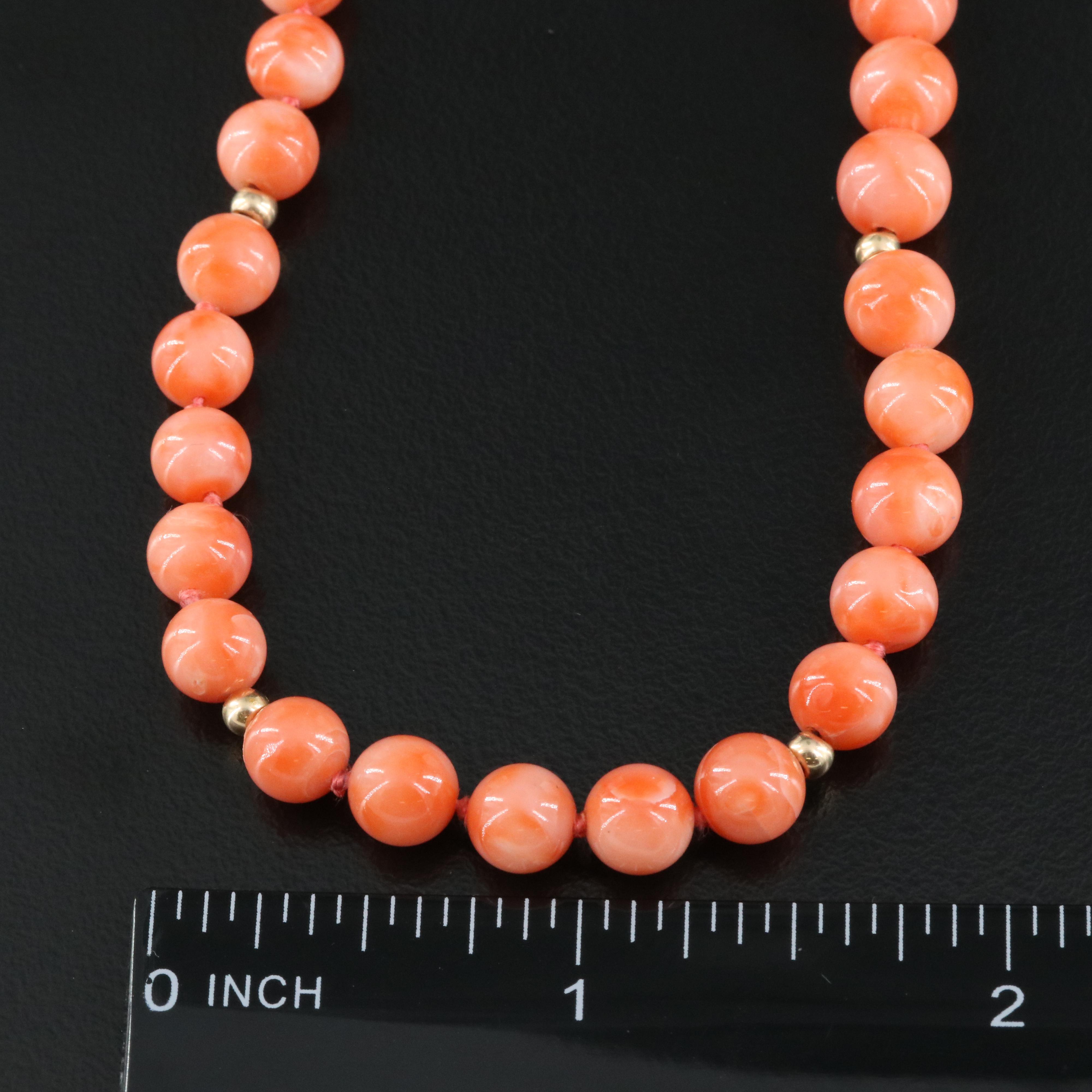 Coral Necklace with 14K Accents Beads and Clasp