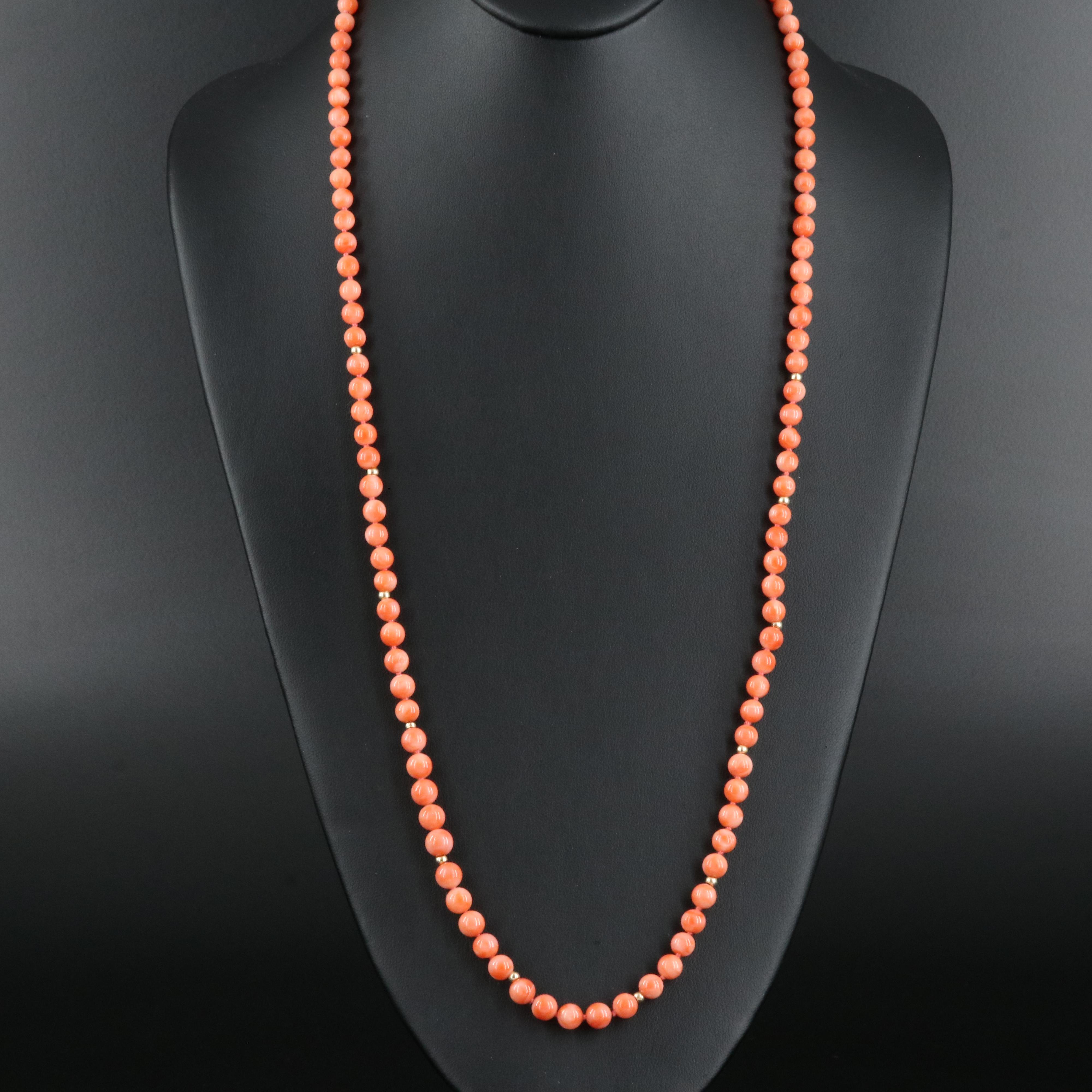 Coral Necklace with 14K Accents Beads and Clasp