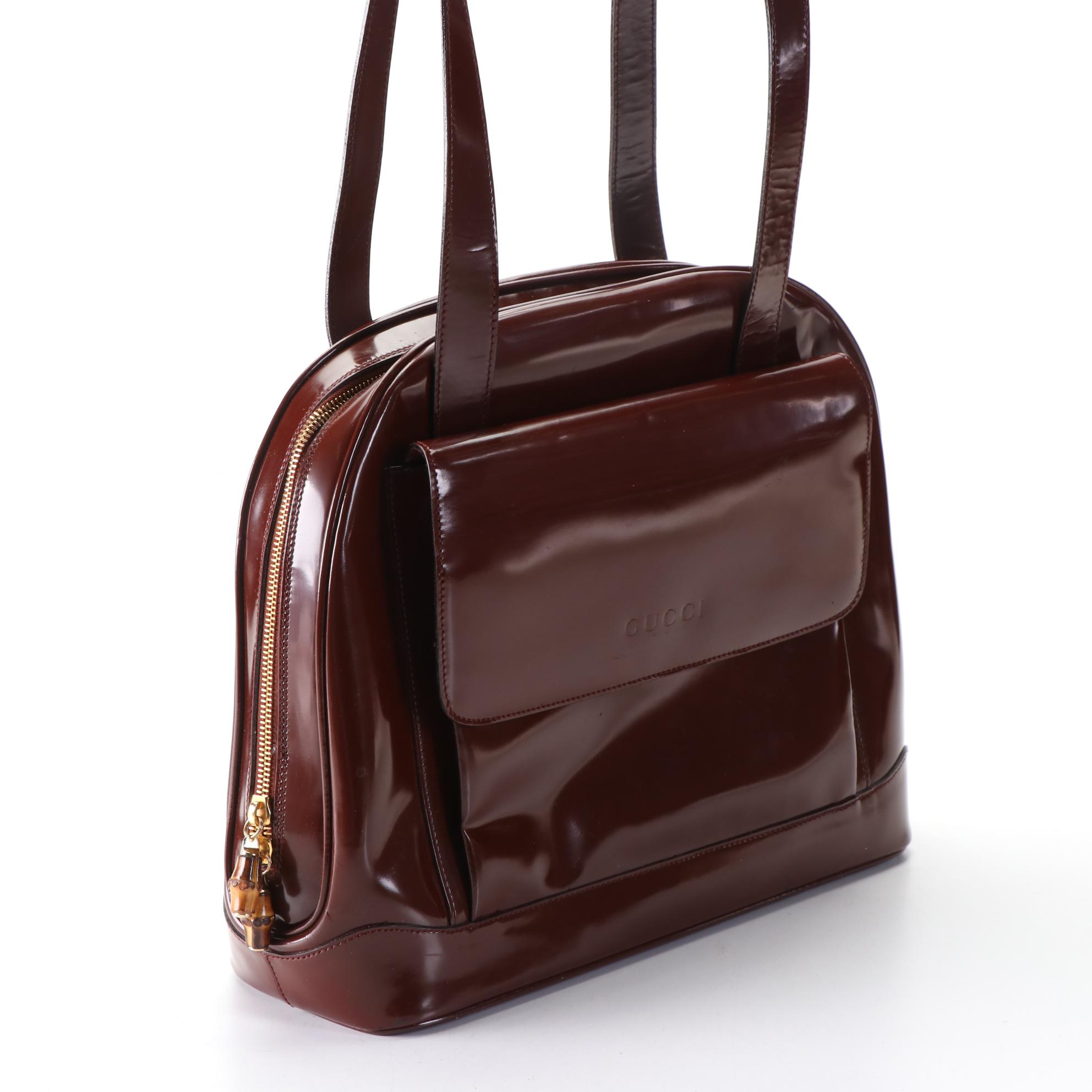 Gucci Bamboo Glazed Leather Dome Top Shoulder Bag