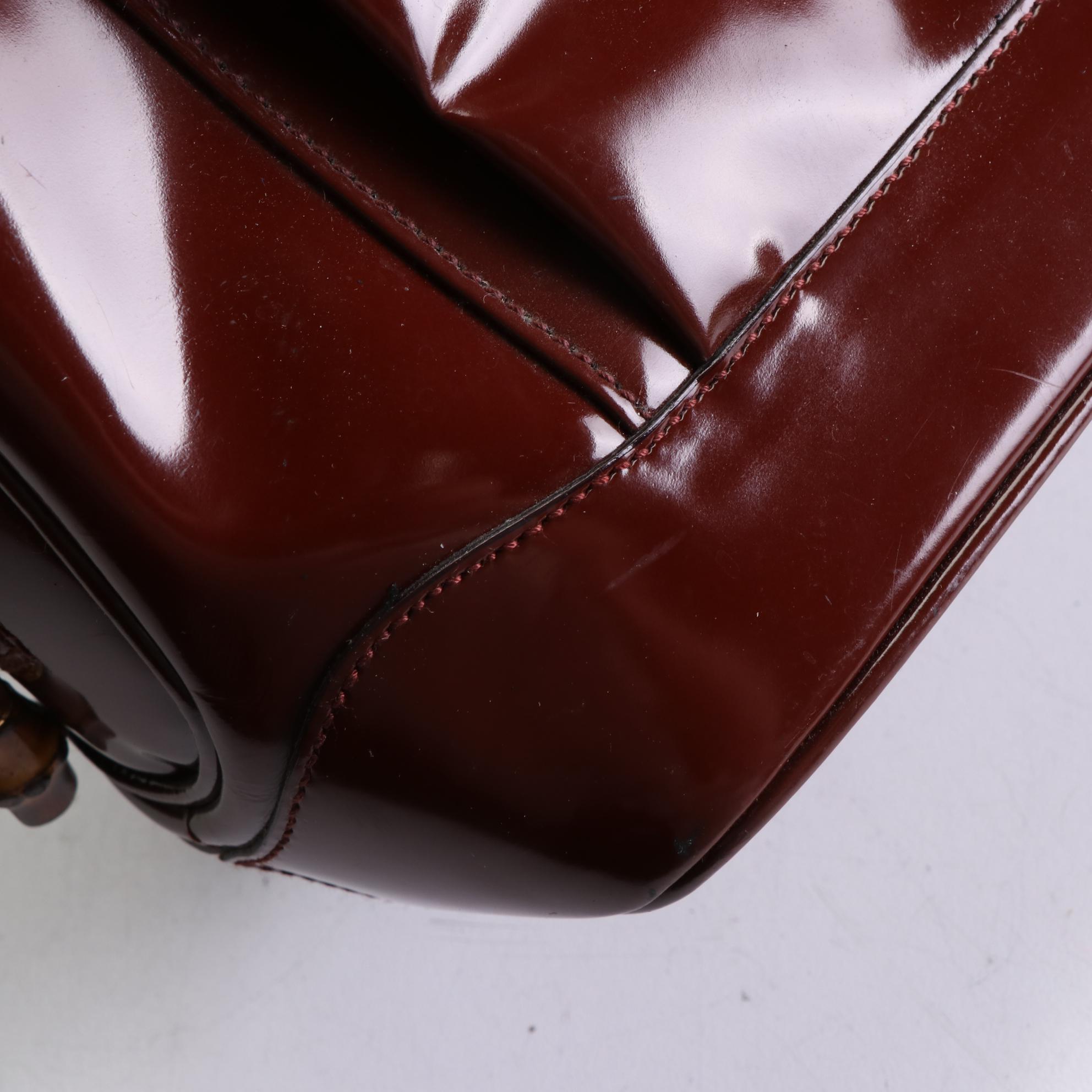 Gucci Bamboo Glazed Leather Dome Top Shoulder Bag