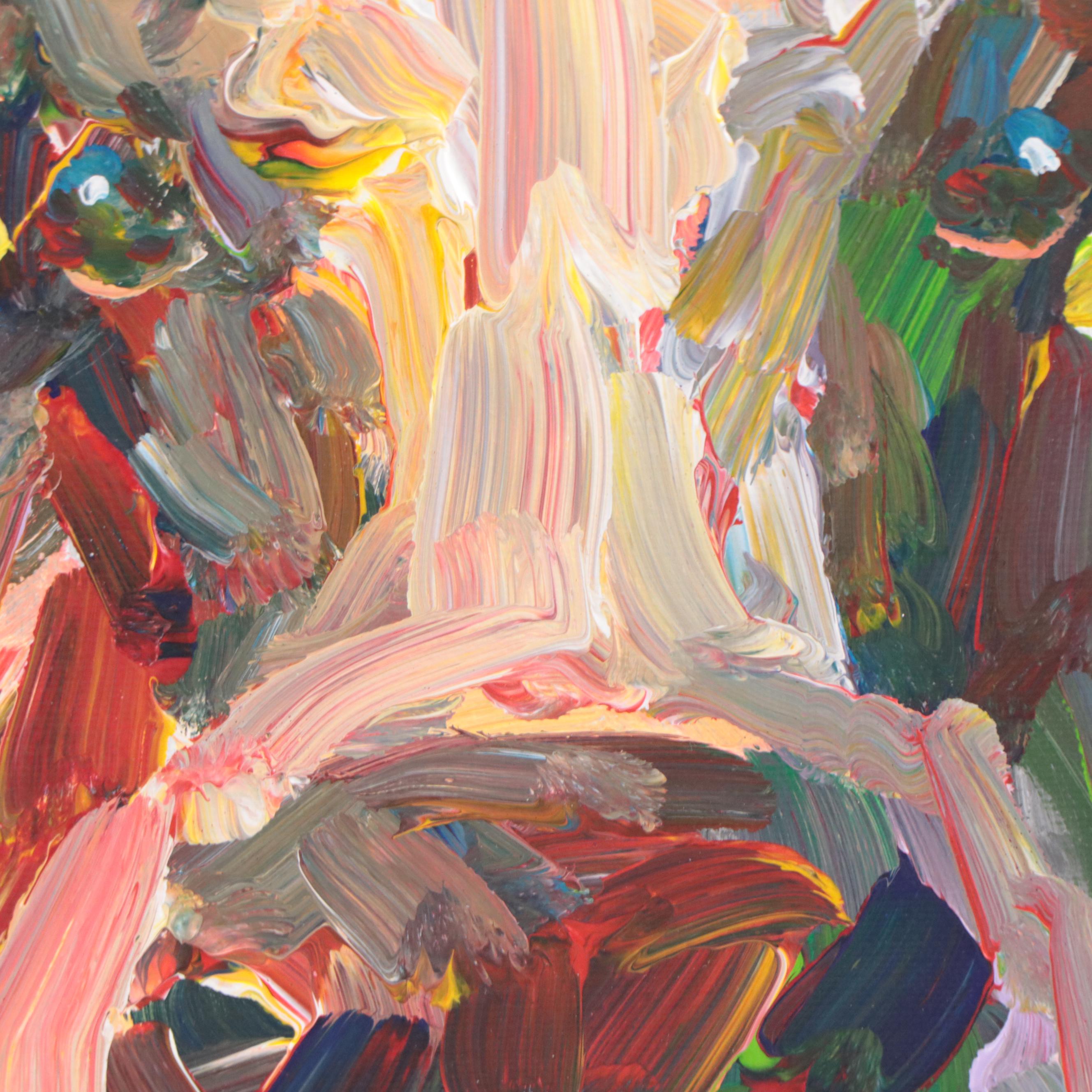 Elle Raines Acrylic Painting of Cow, 21st Century