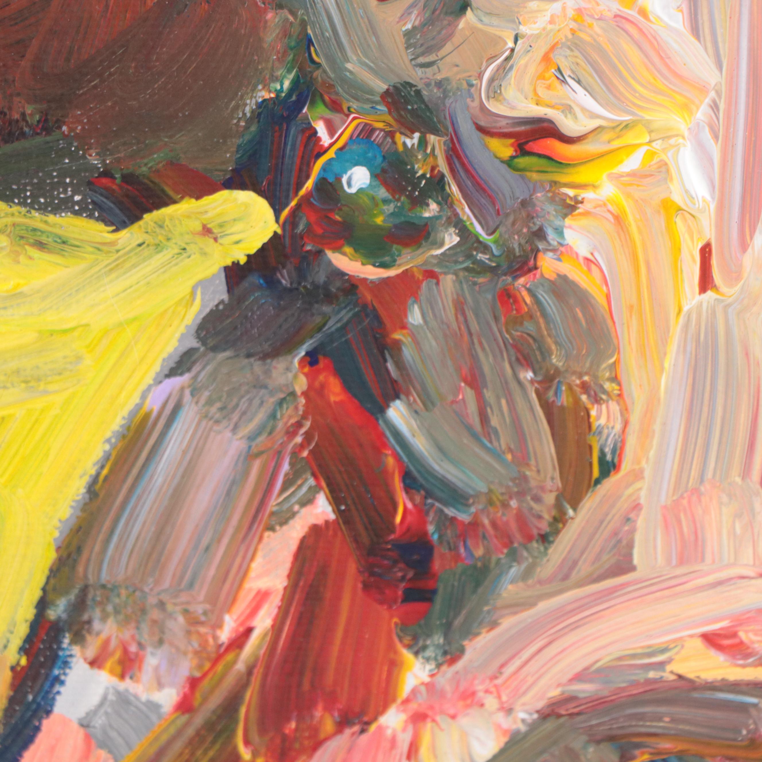 Elle Raines Acrylic Painting of Cow, 21st Century