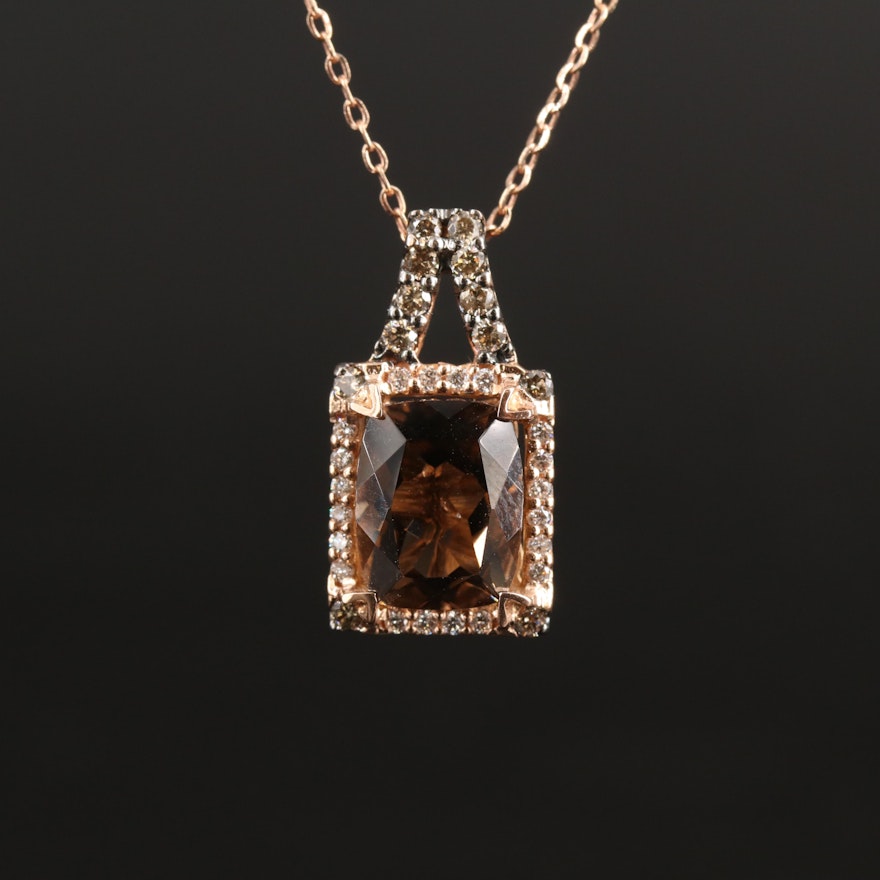 Le Vian 14K and 10K Rose Gold Smoky Quartz and Diamond Pendant Necklace