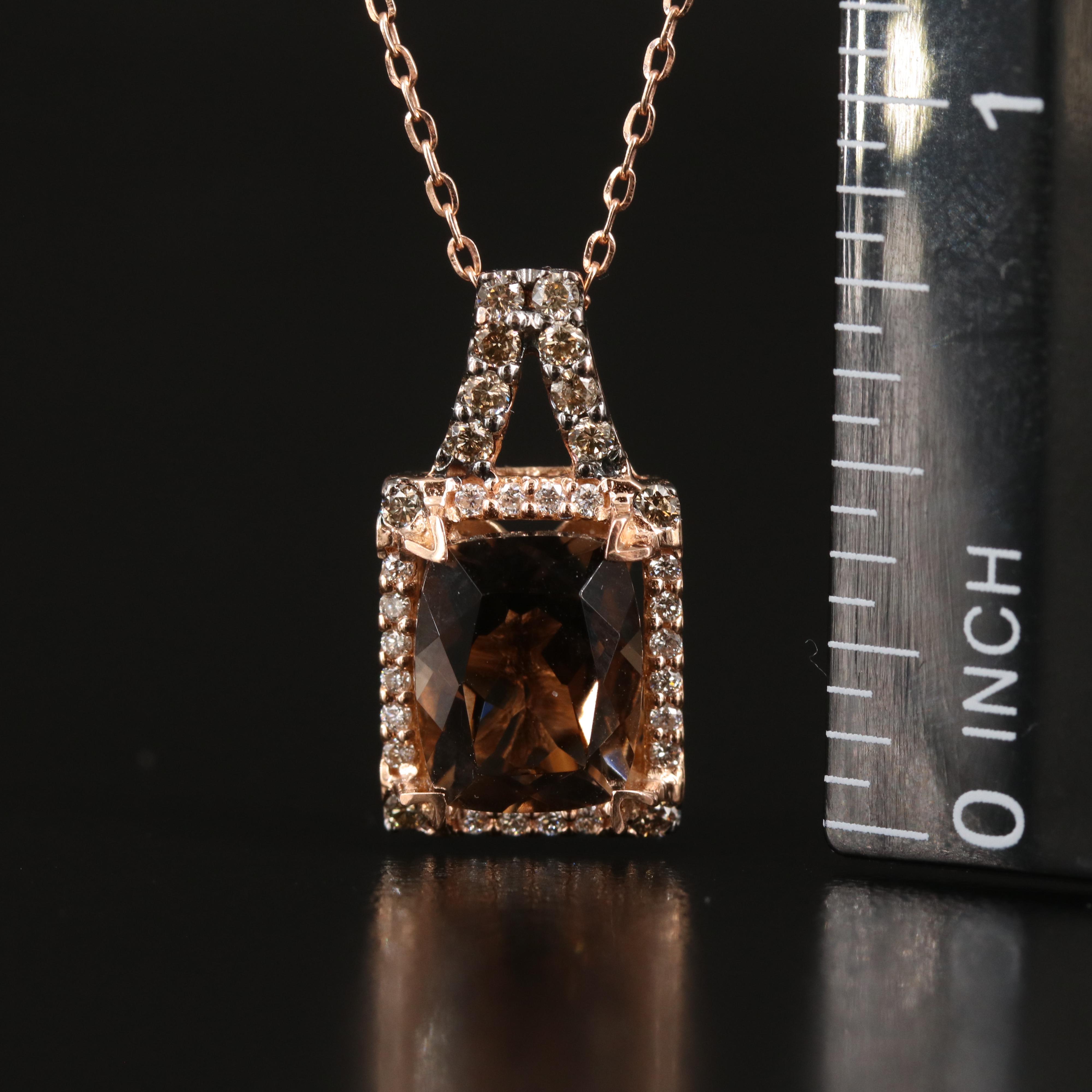 Le Vian 14K and 10K Rose Gold Smoky Quartz and Diamond Pendant Necklace