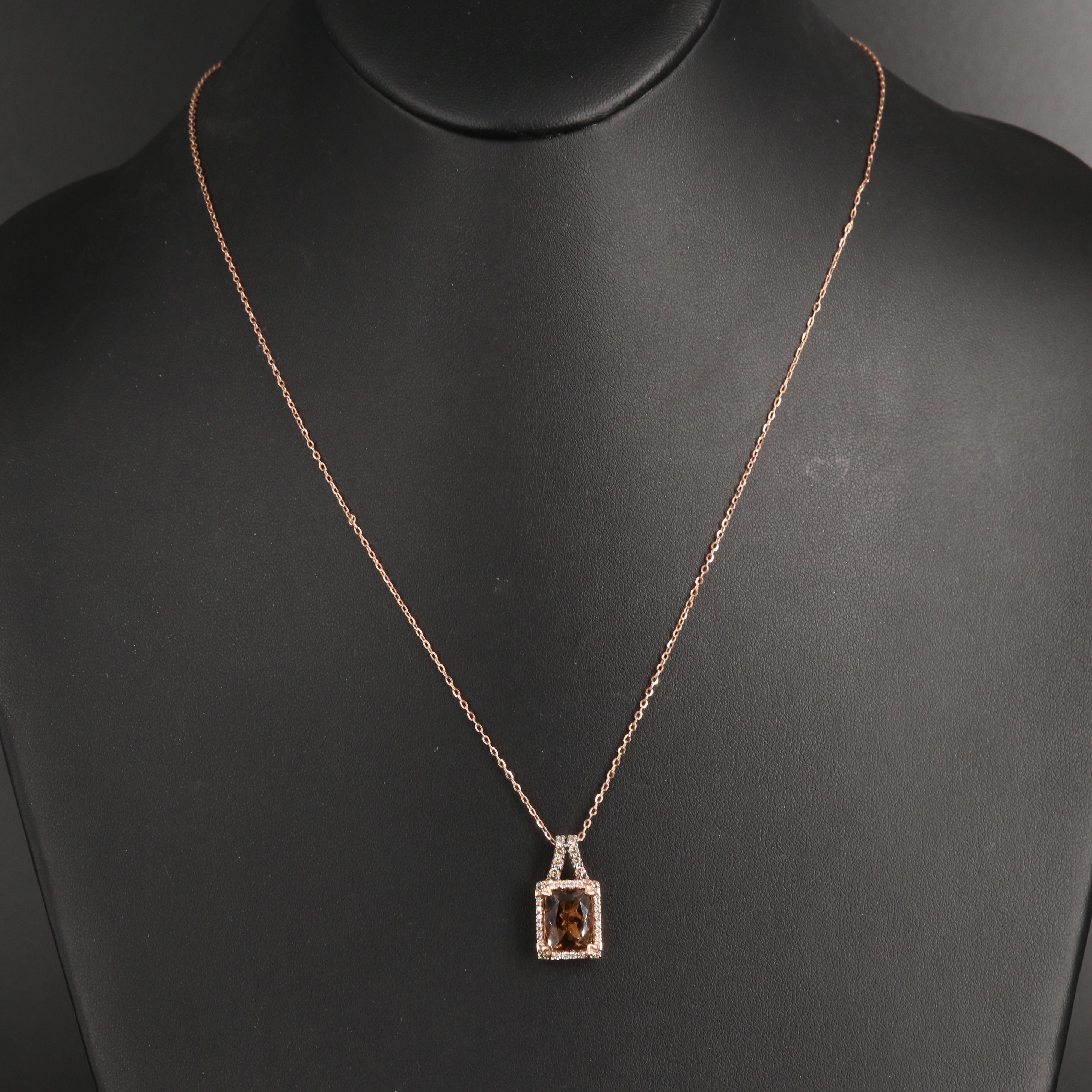 Le Vian 14K and 10K Rose Gold Smoky Quartz and Diamond Pendant Necklace