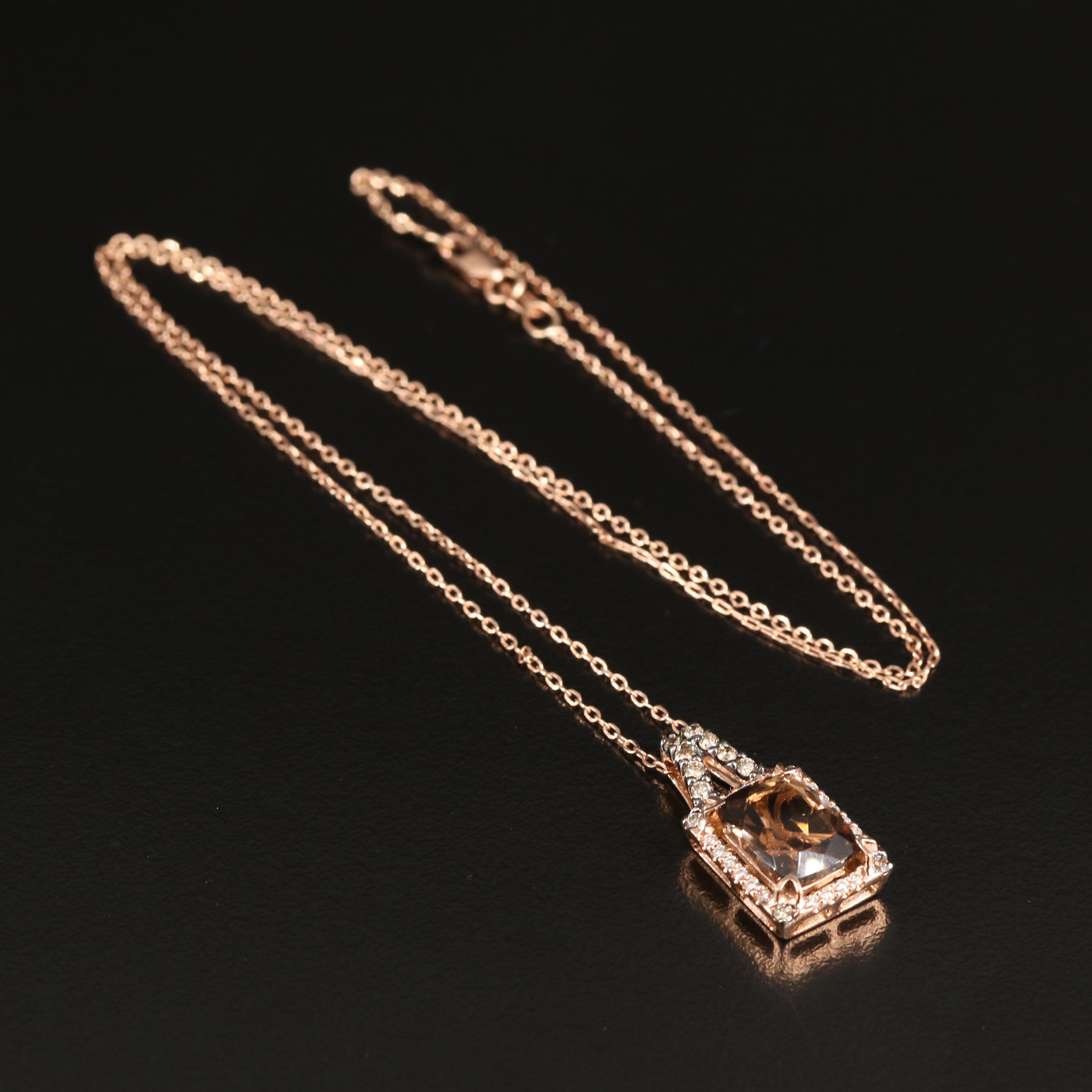 Le Vian 14K and 10K Rose Gold Smoky Quartz and Diamond Pendant Necklace
