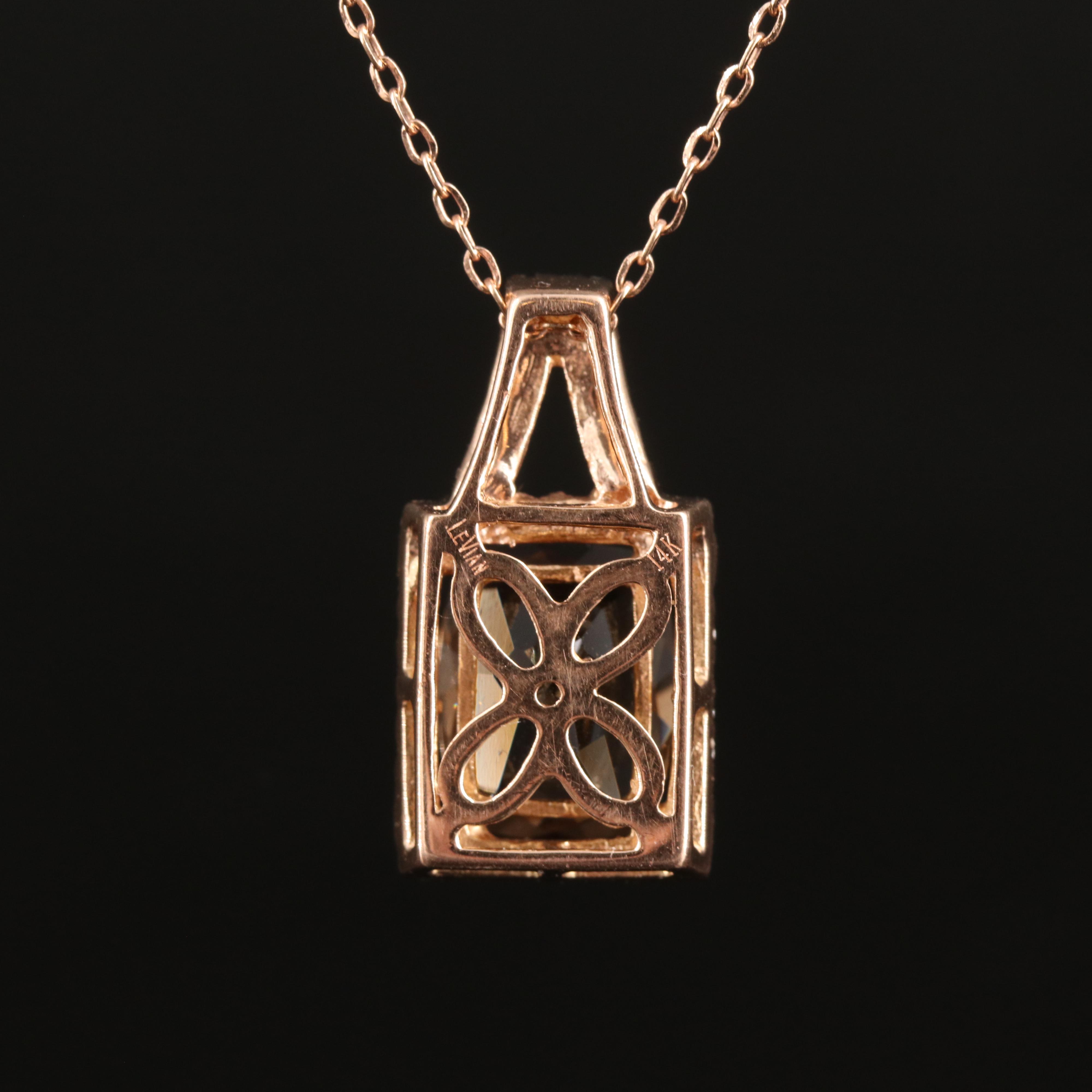Le Vian 14K and 10K Rose Gold Smoky Quartz and Diamond Pendant Necklace