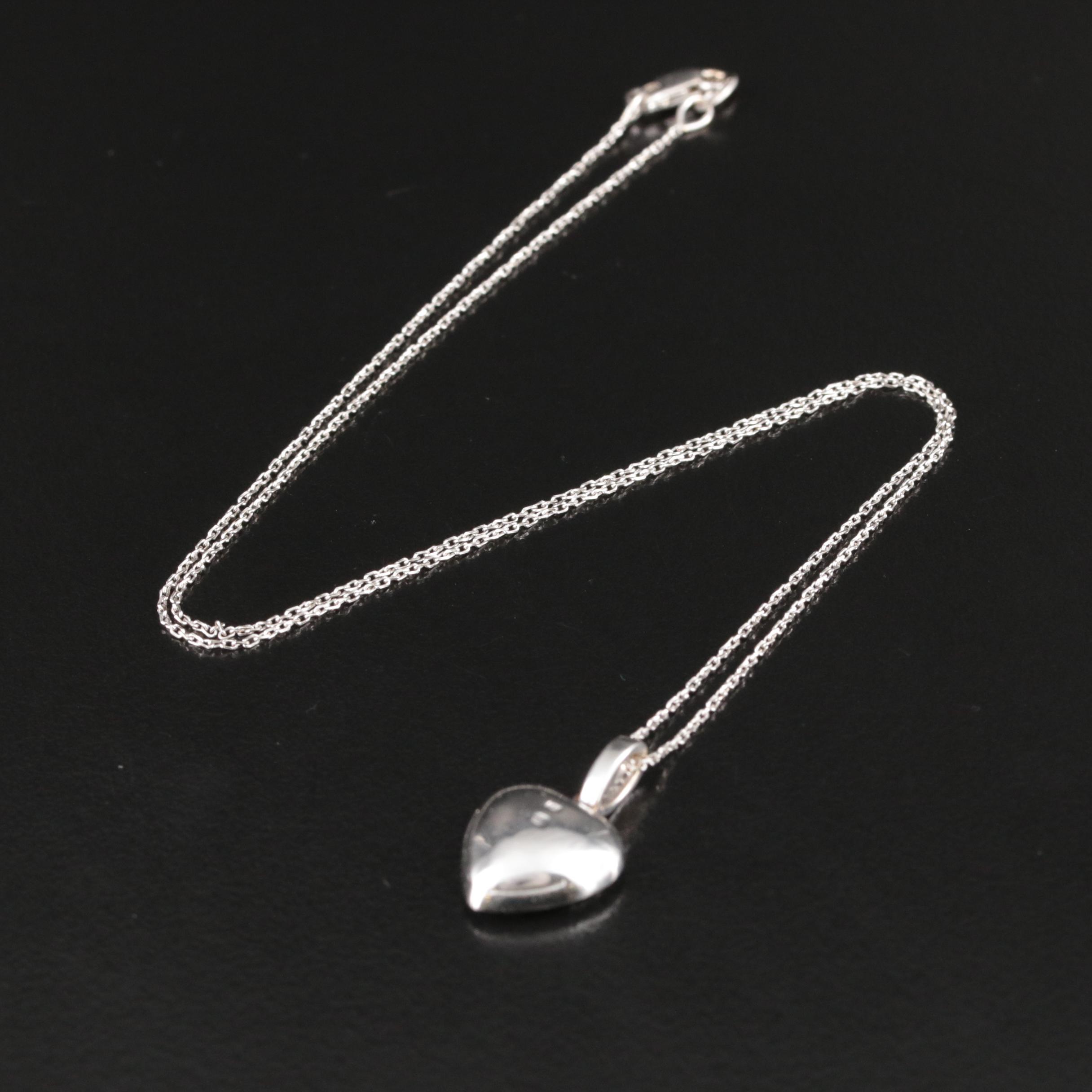 14K Sky Blue Topaz and Diamond Heart Pendant Necklace