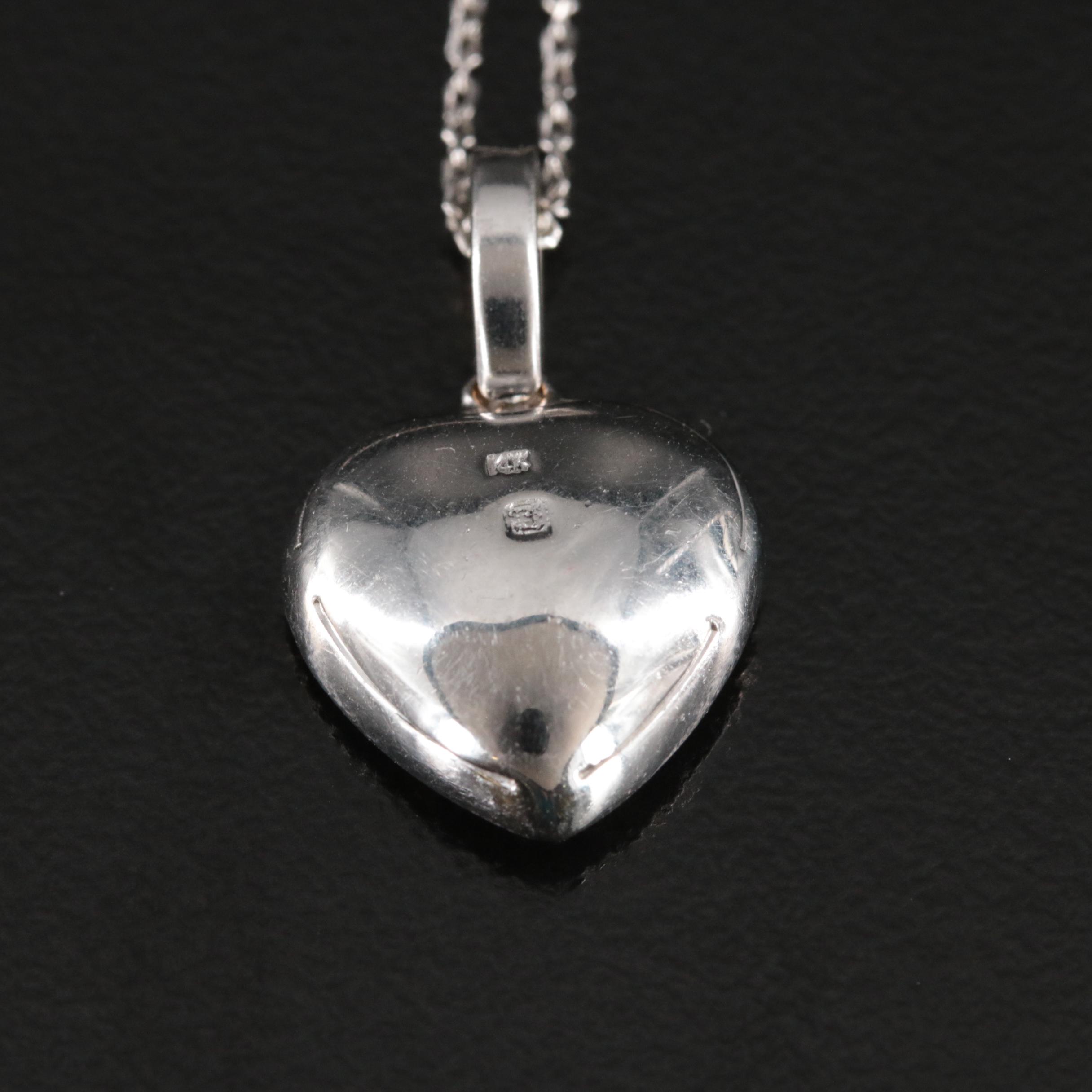 14K Sky Blue Topaz and Diamond Heart Pendant Necklace