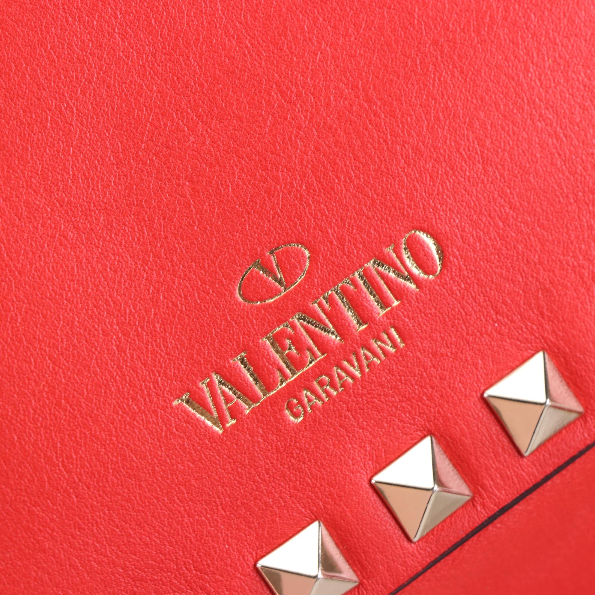 Valentino Rockstud Camera Crossbody Bag in Red Leather