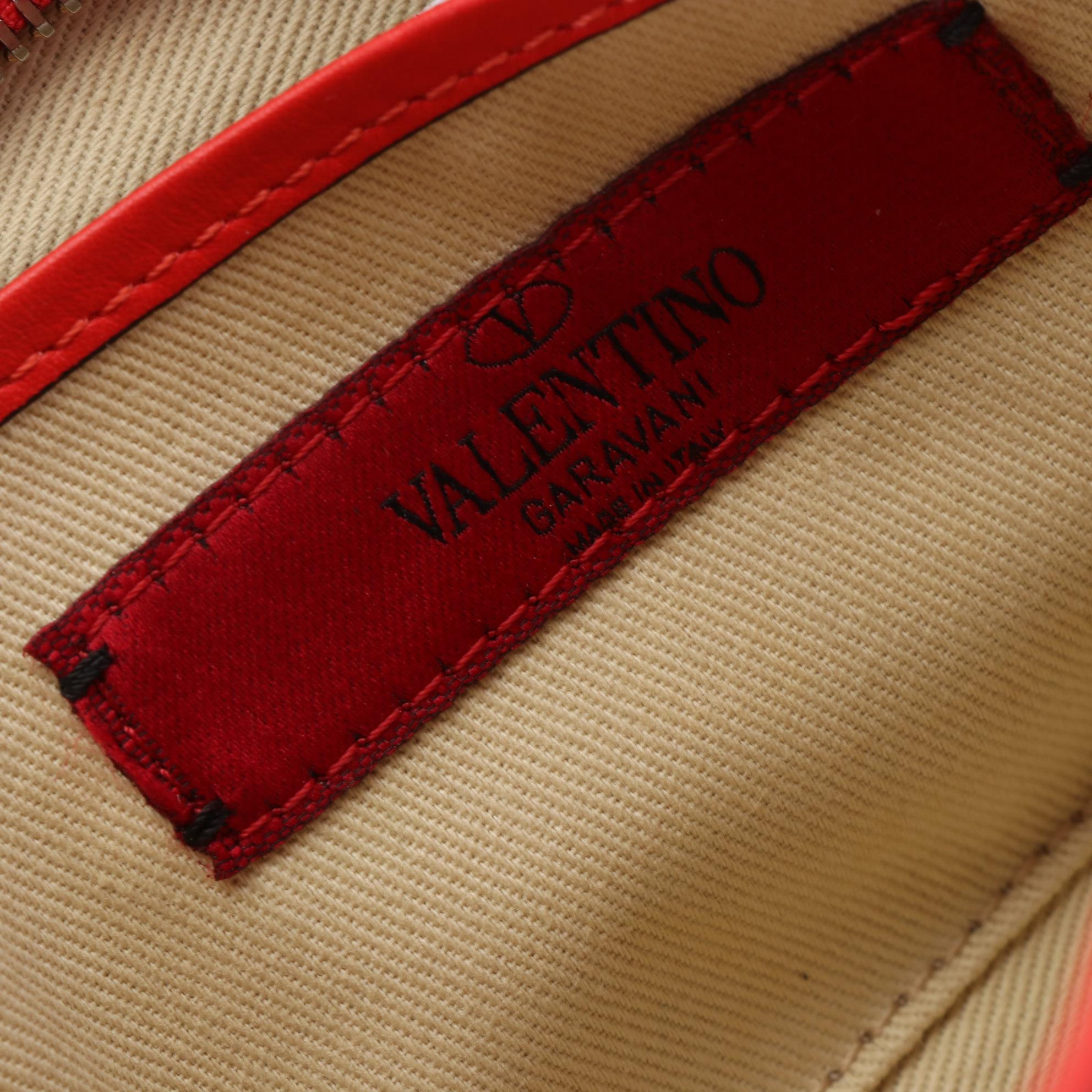 Valentino Rockstud Camera Crossbody Bag in Red Leather
