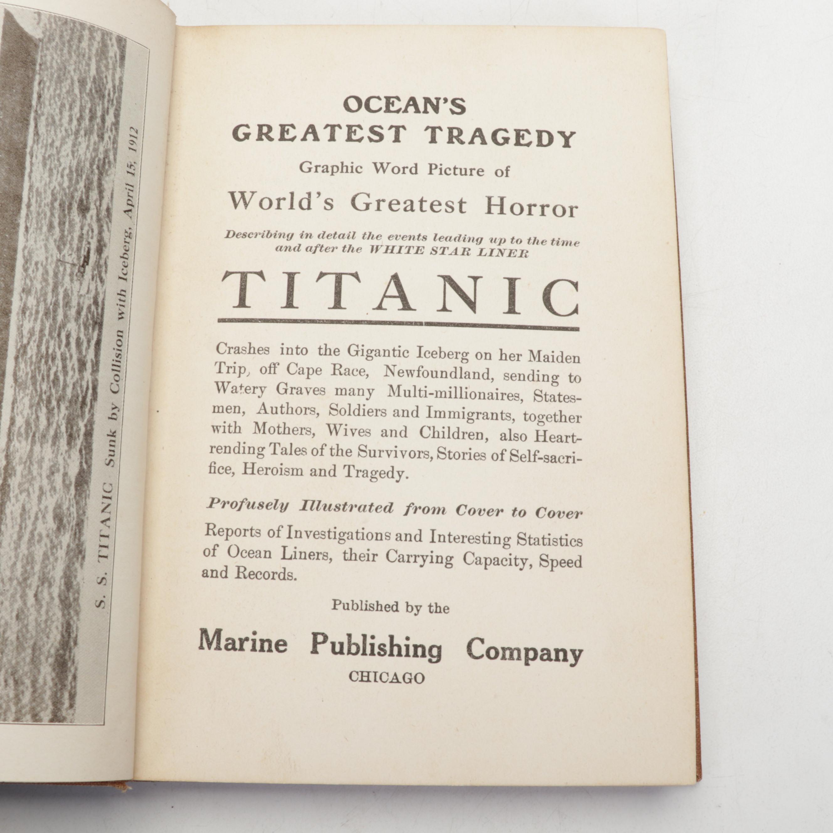 Illustrated "Ocean's Greatest Tragedy S.S Titanic," 1912