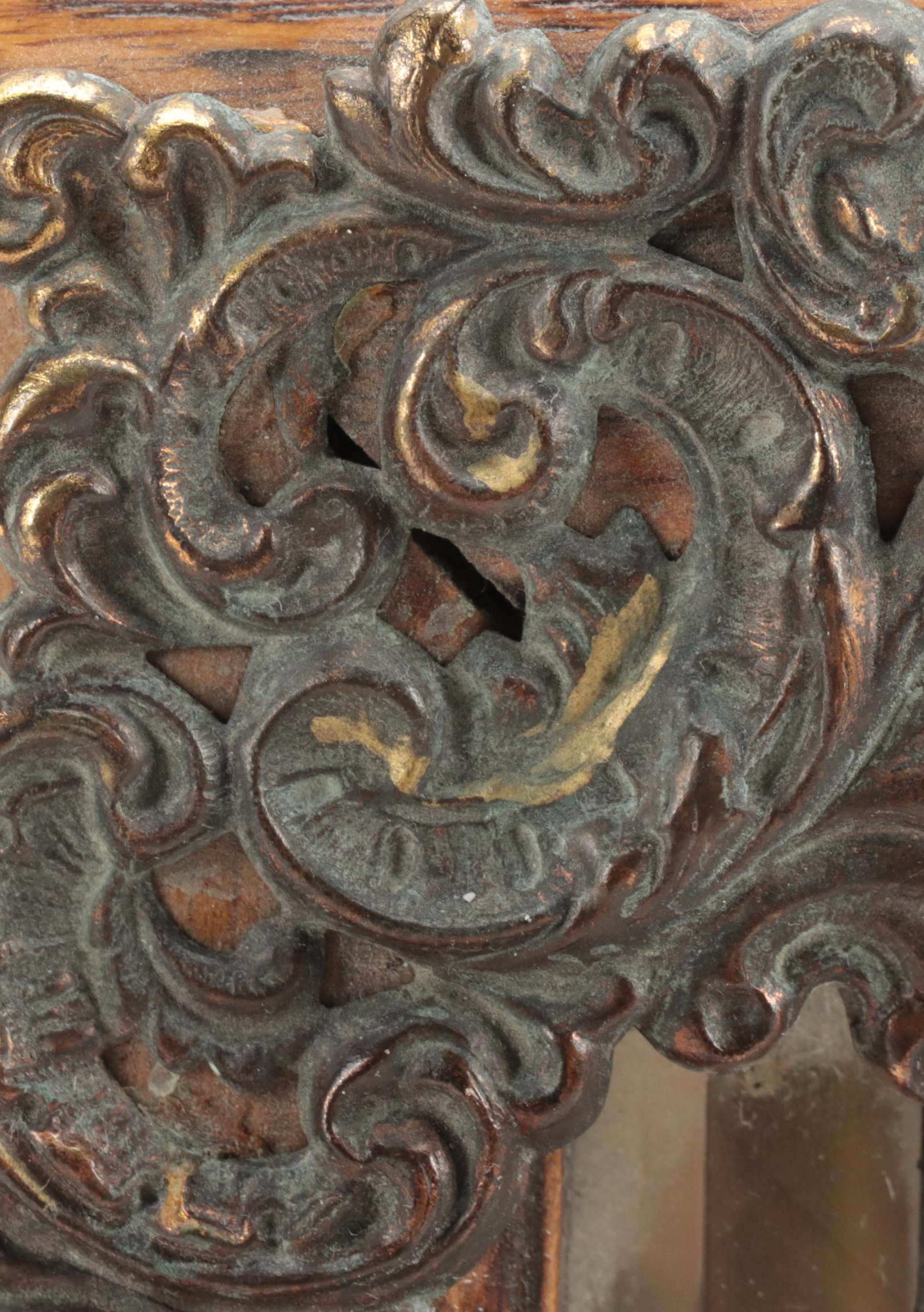 Victorian Style Leaded Glass and Oak Dresser Box with Mirrored Interior