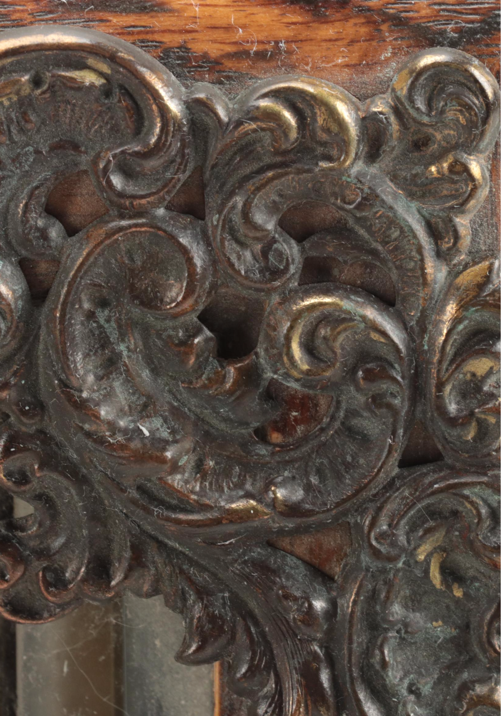 Victorian Style Leaded Glass and Oak Dresser Box with Mirrored Interior