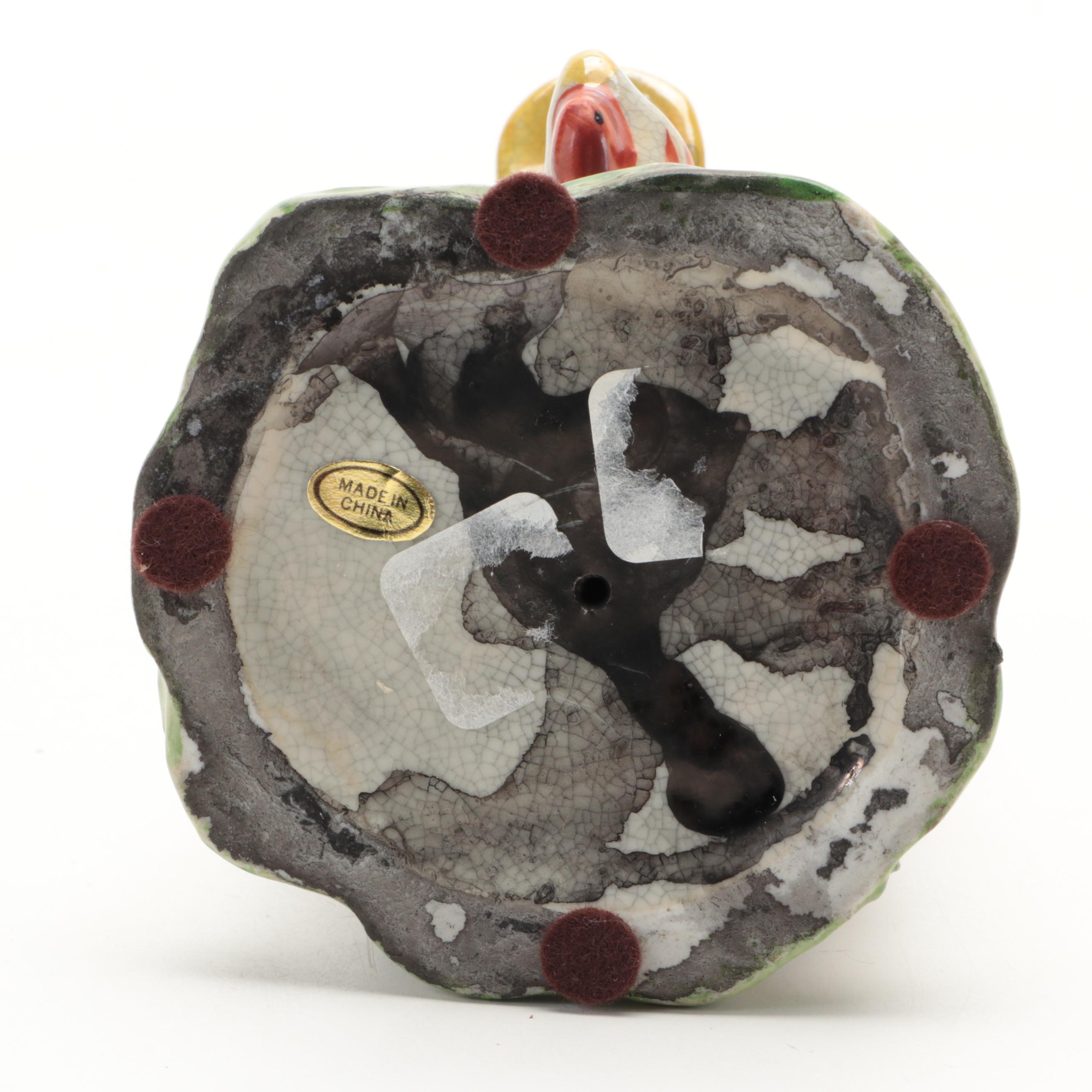 Staffordshire Style Craquelure Porcelain Musical Pig Figurines