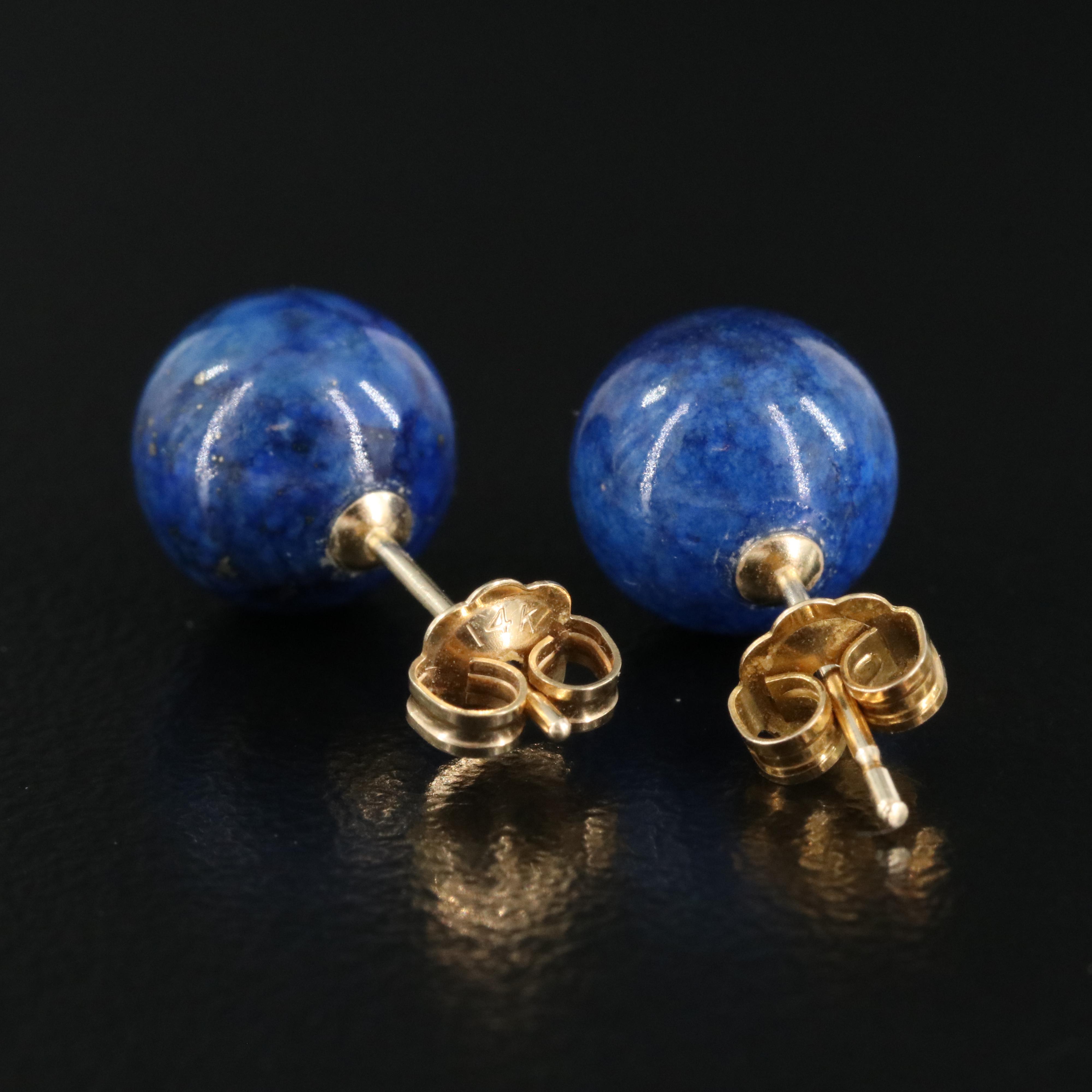 14K Lapis Lazuli Stud Earrings