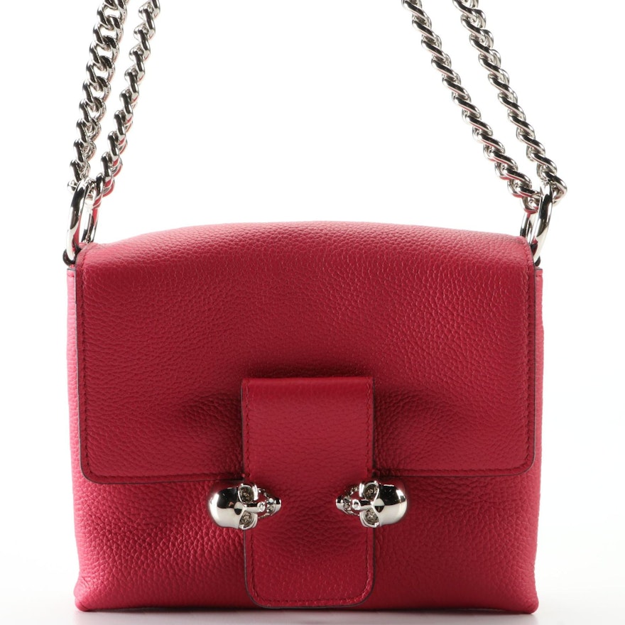 Alexander McQueen Twin Skull Flap Bag in Grain Leather with Chain Strap