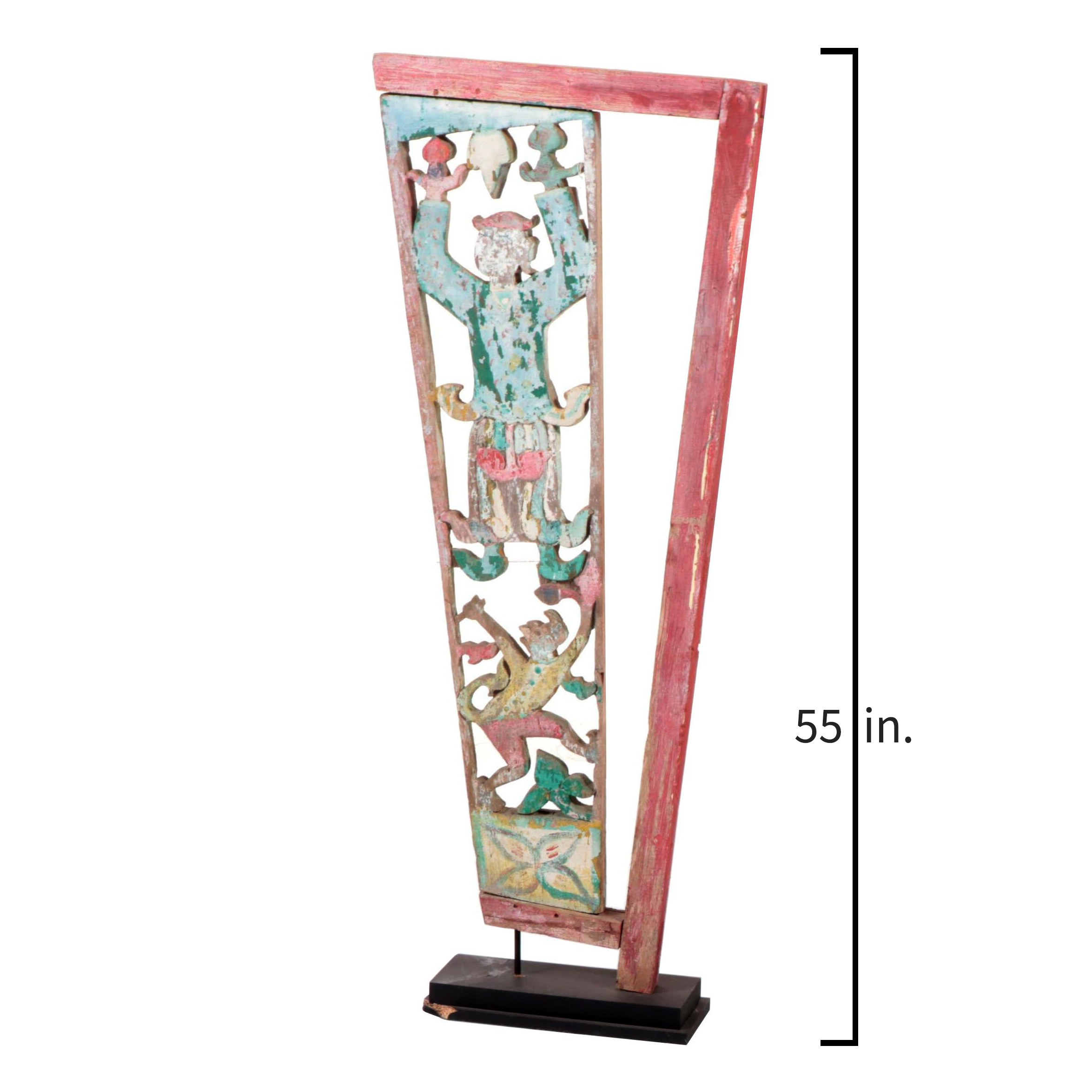 Burmese Teak Buddhist Temple Corbel, Mid-20th Century