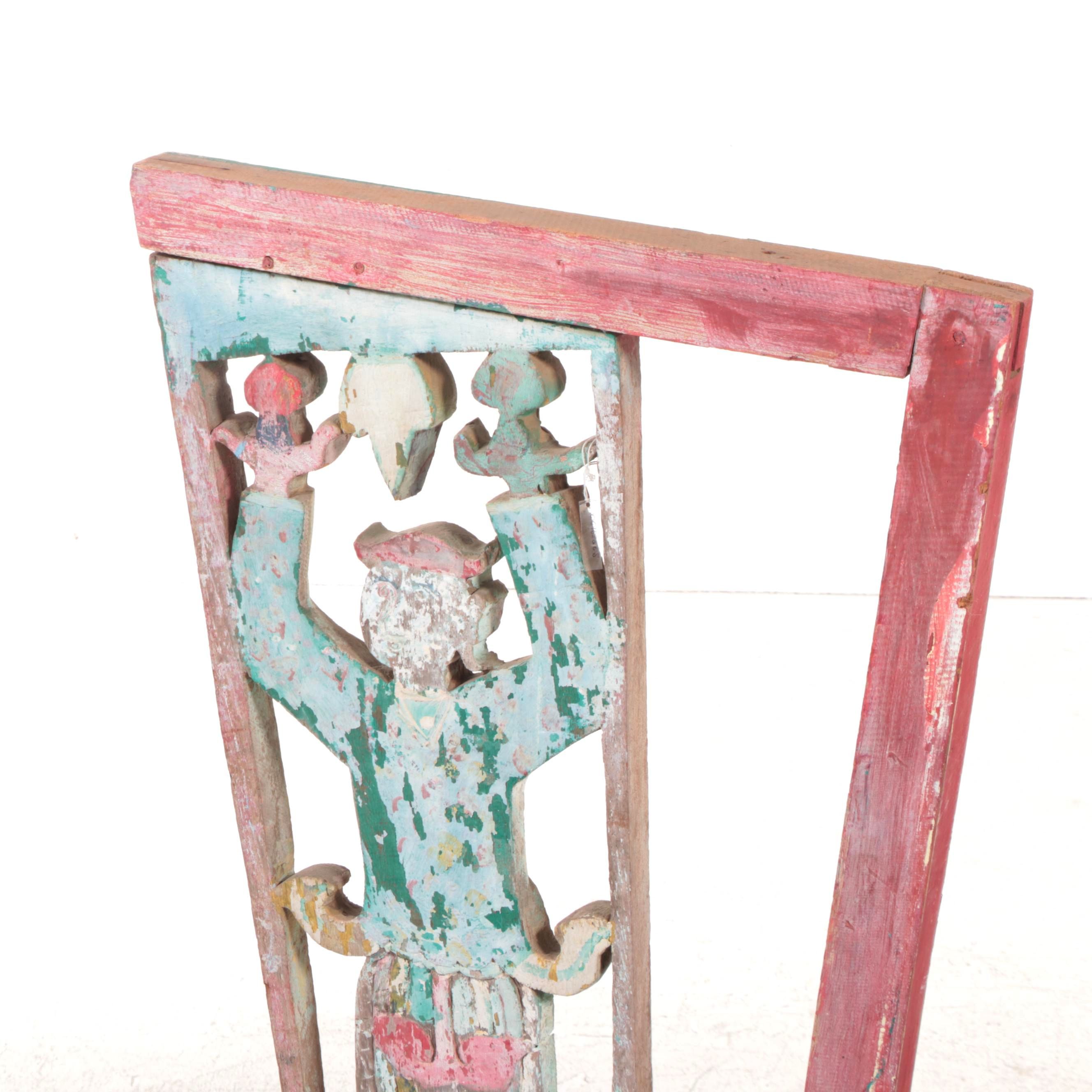 Burmese Teak Buddhist Temple Corbel, Mid-20th Century