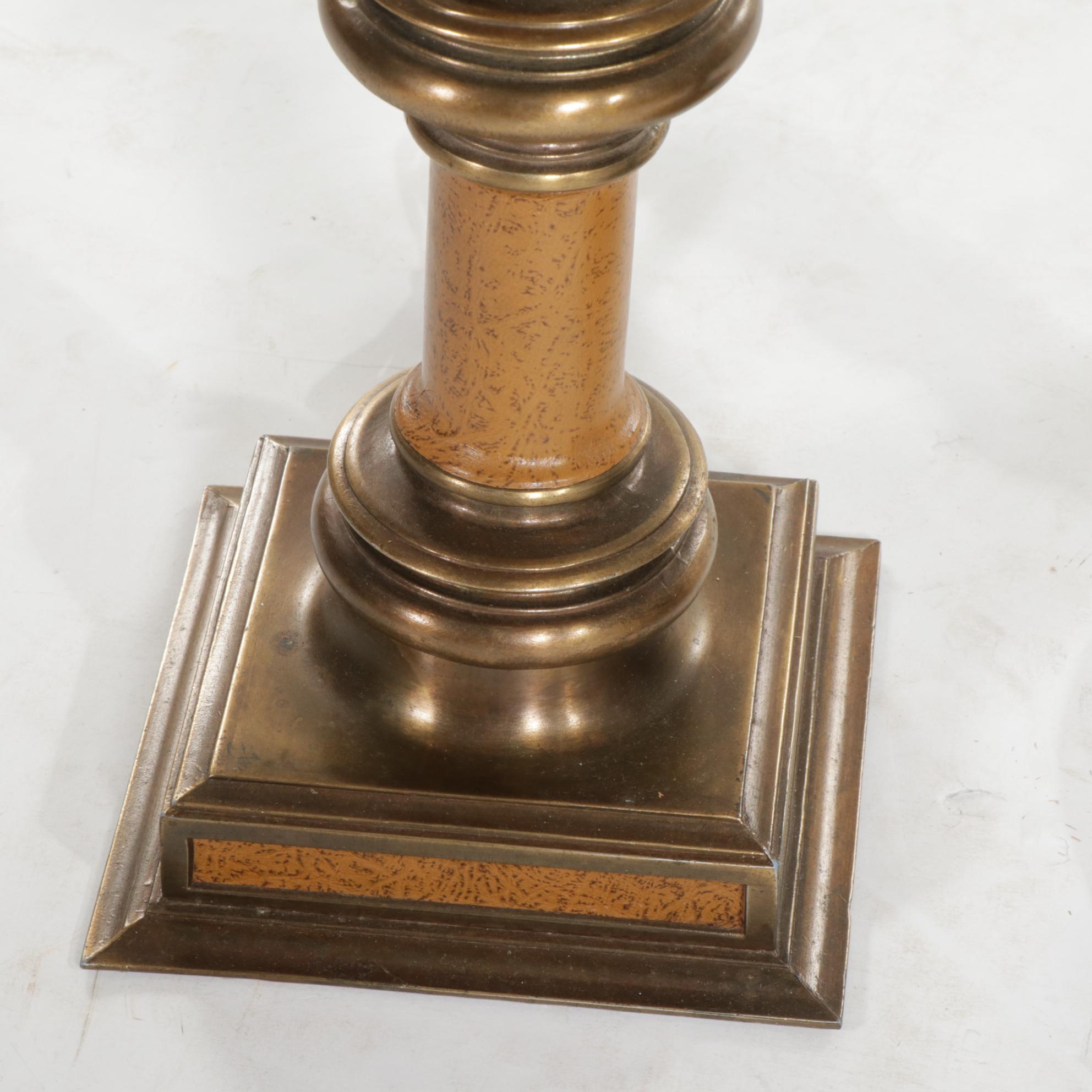 Frederick Cooper Barley Twist Floor Lamp and Other Wood and Brass Table Lamp