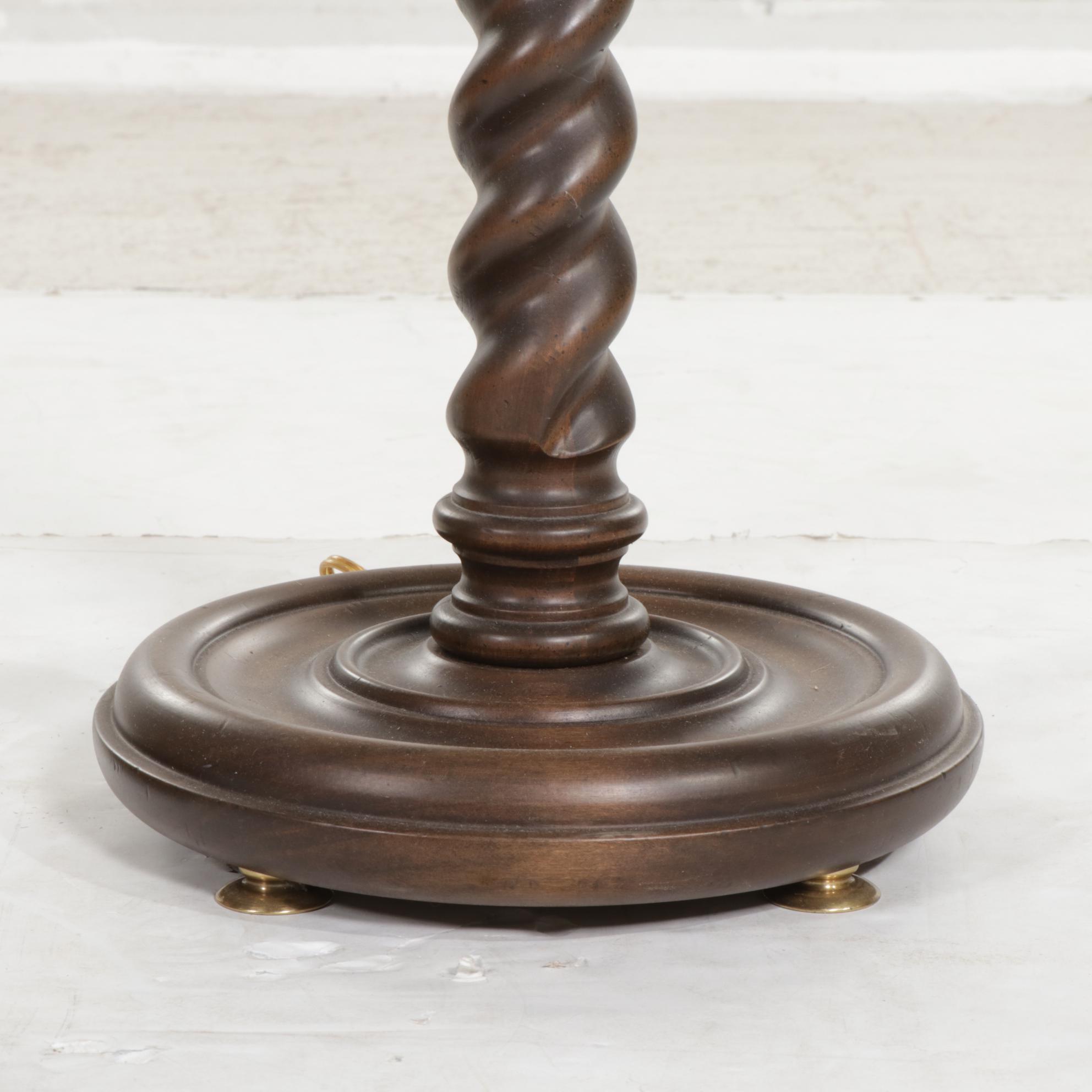 Frederick Cooper Barley Twist Floor Lamp and Other Wood and Brass Table Lamp