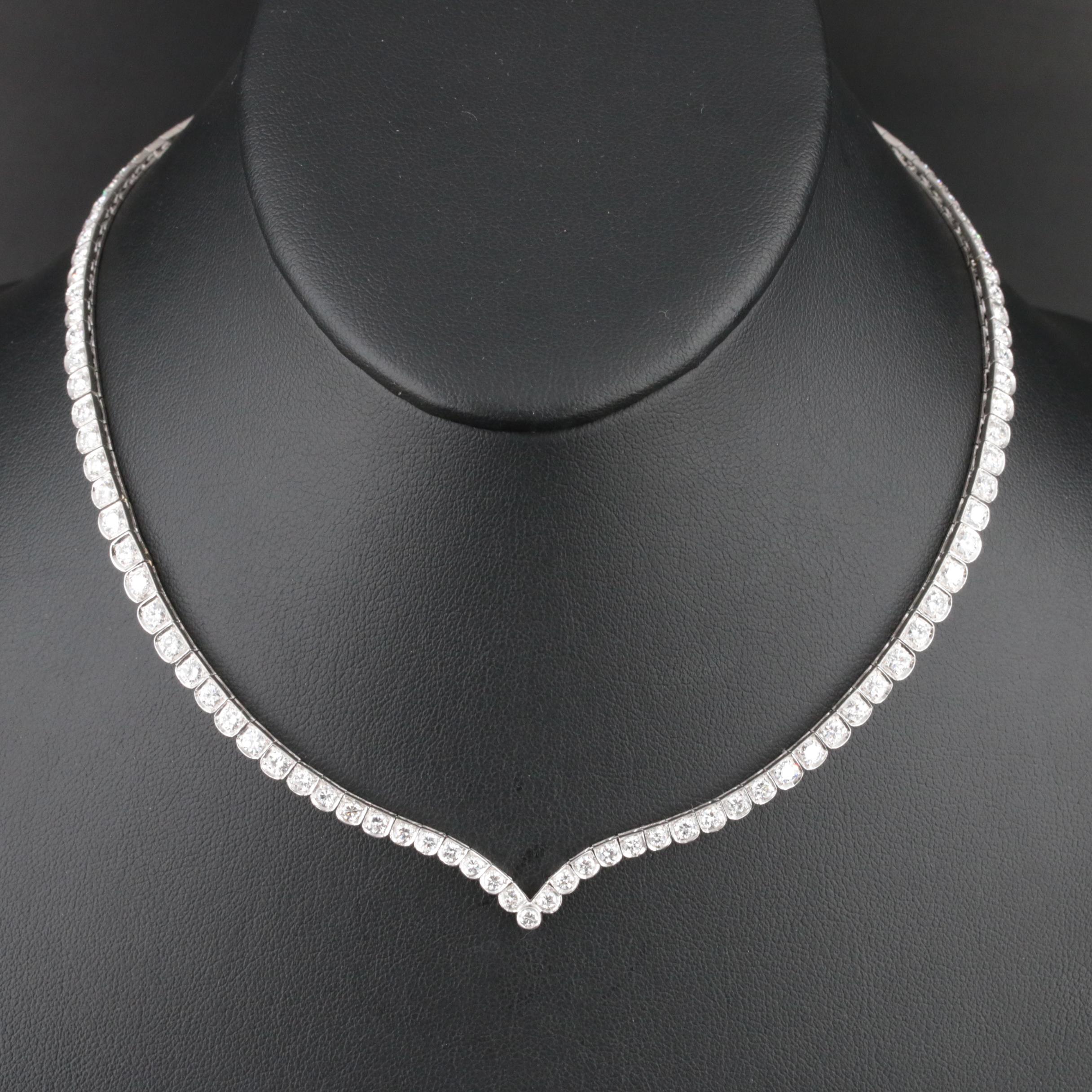 Platinum 7.02 CTW Diamond Graduated Rivière Necklace