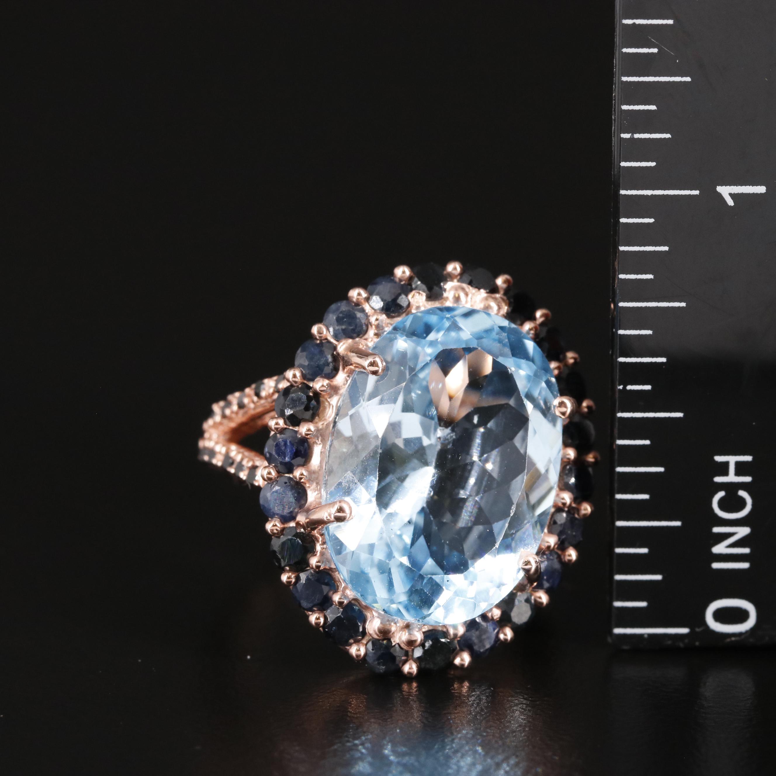 Sterling Blue Topaz and Sapphire Ring