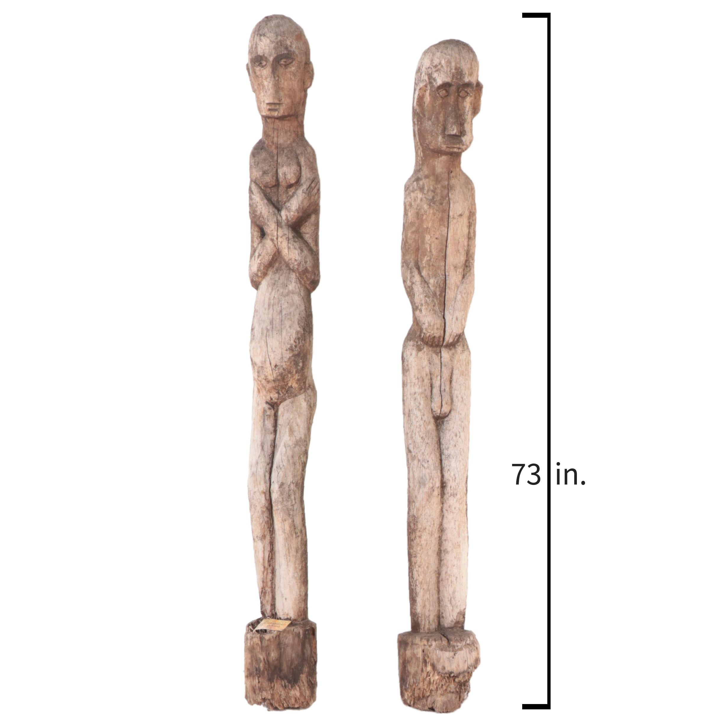 Ifugao Bulul Male and Female Bontoc Pine Figures, Circa 1940