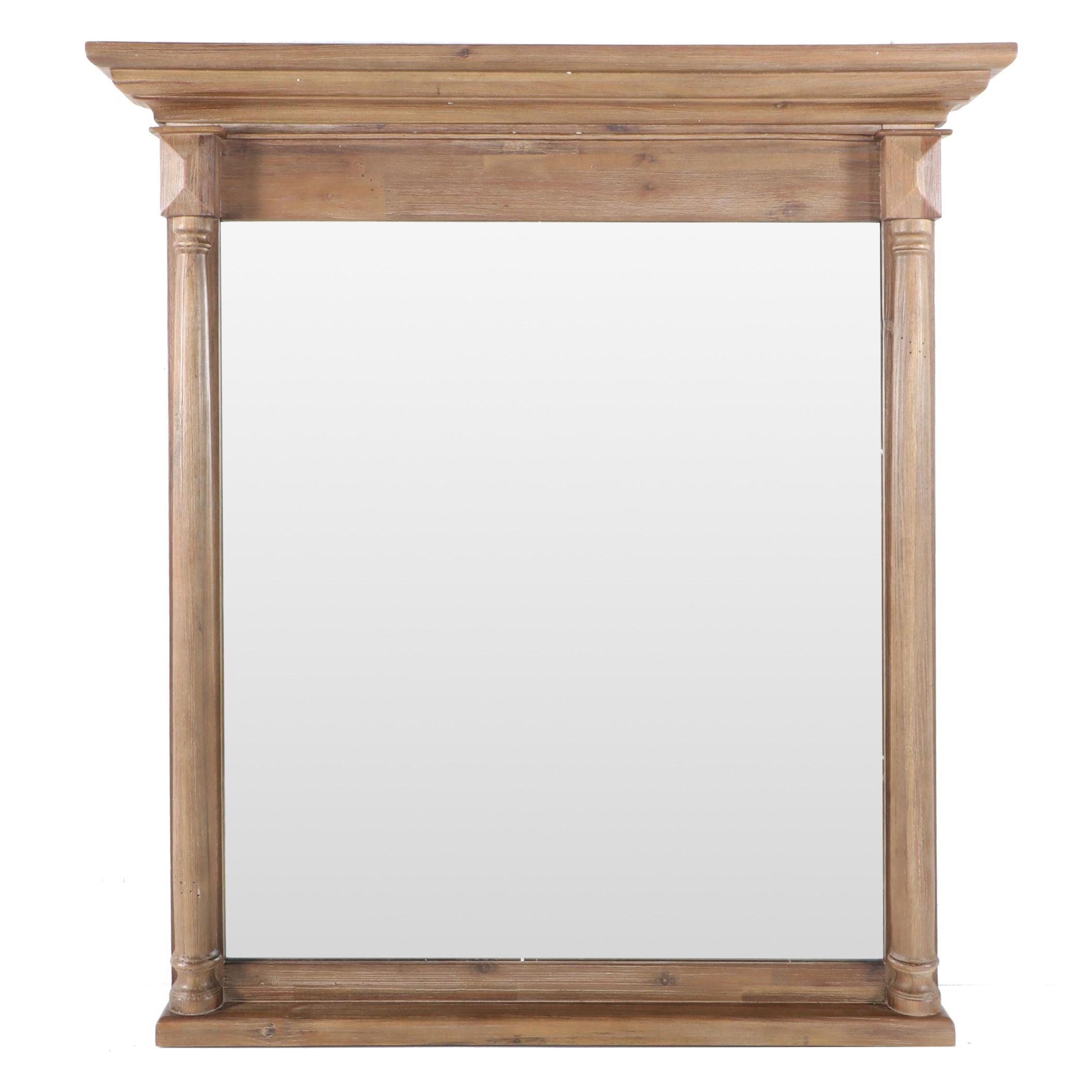 Large Rich Umber Finish Wood Framed Vanity Mirror