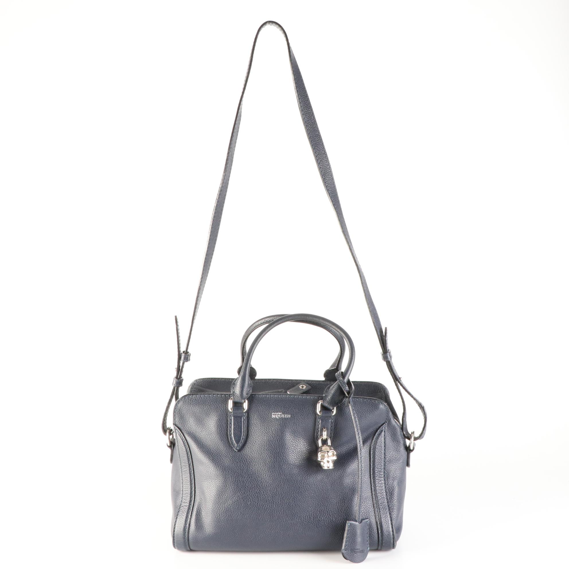 Alexander McQueen Padlock Two-Way Bag in Grain Leather with Skull Charm