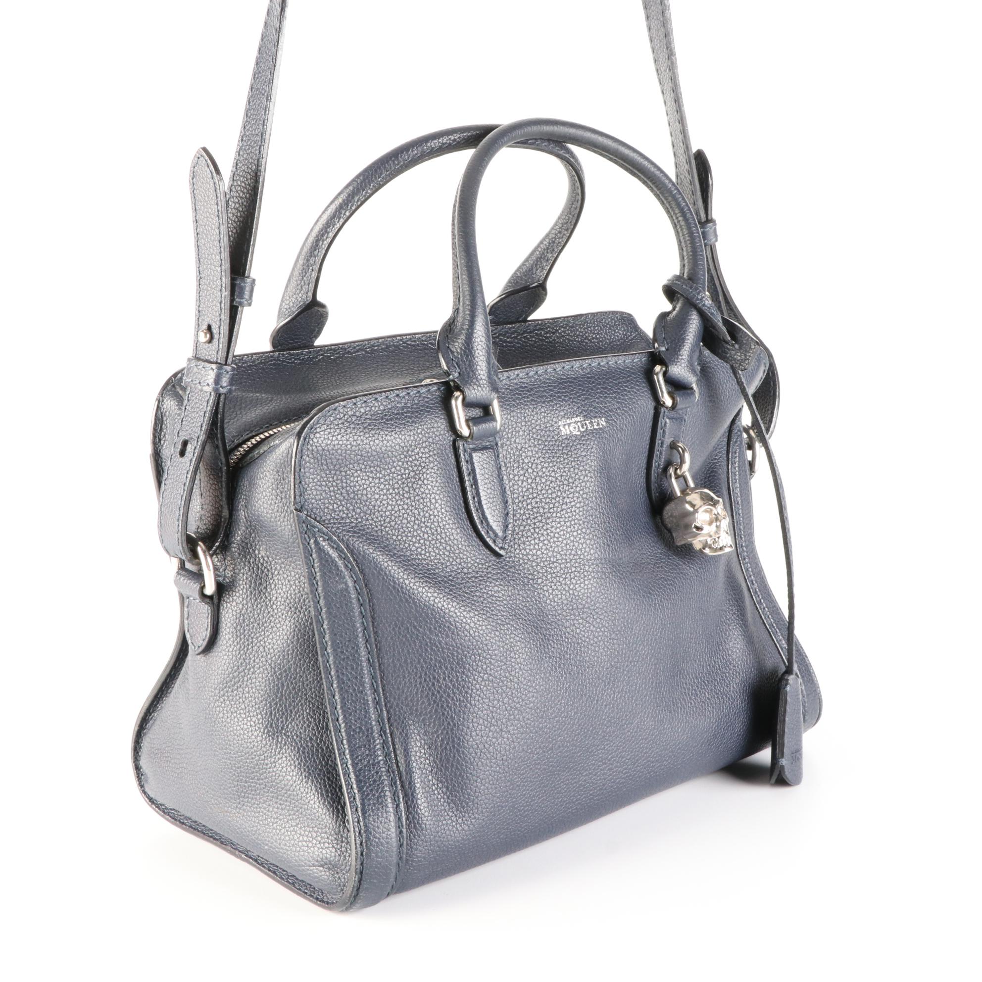 Alexander McQueen Padlock Two-Way Bag in Grain Leather with Skull Charm