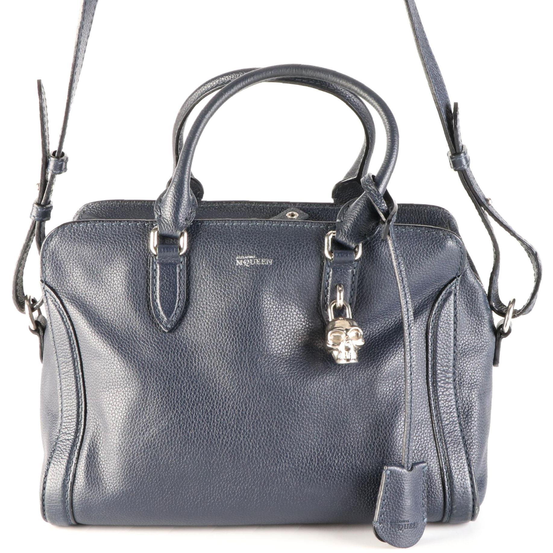 Alexander McQueen Padlock Two-Way Bag in Grain Leather with Skull Charm