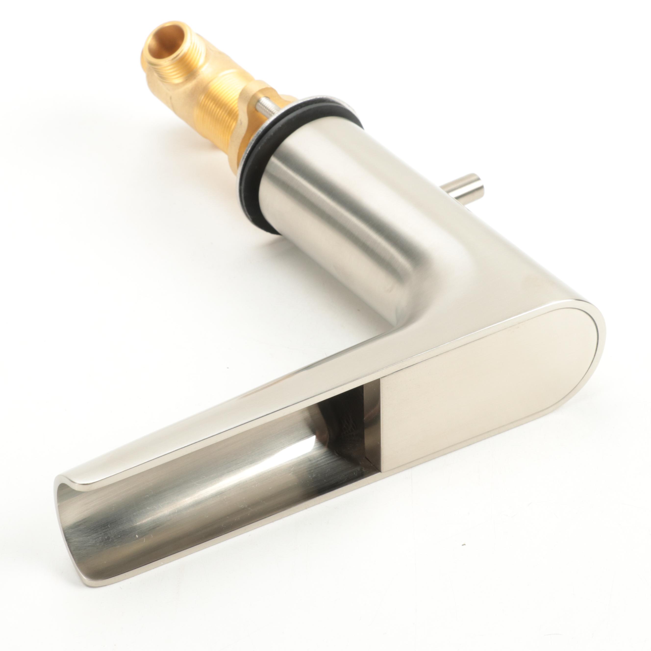 Brushed Nickel Finish Waterfall Tub Faucet and Hand Shower with Bath Drain