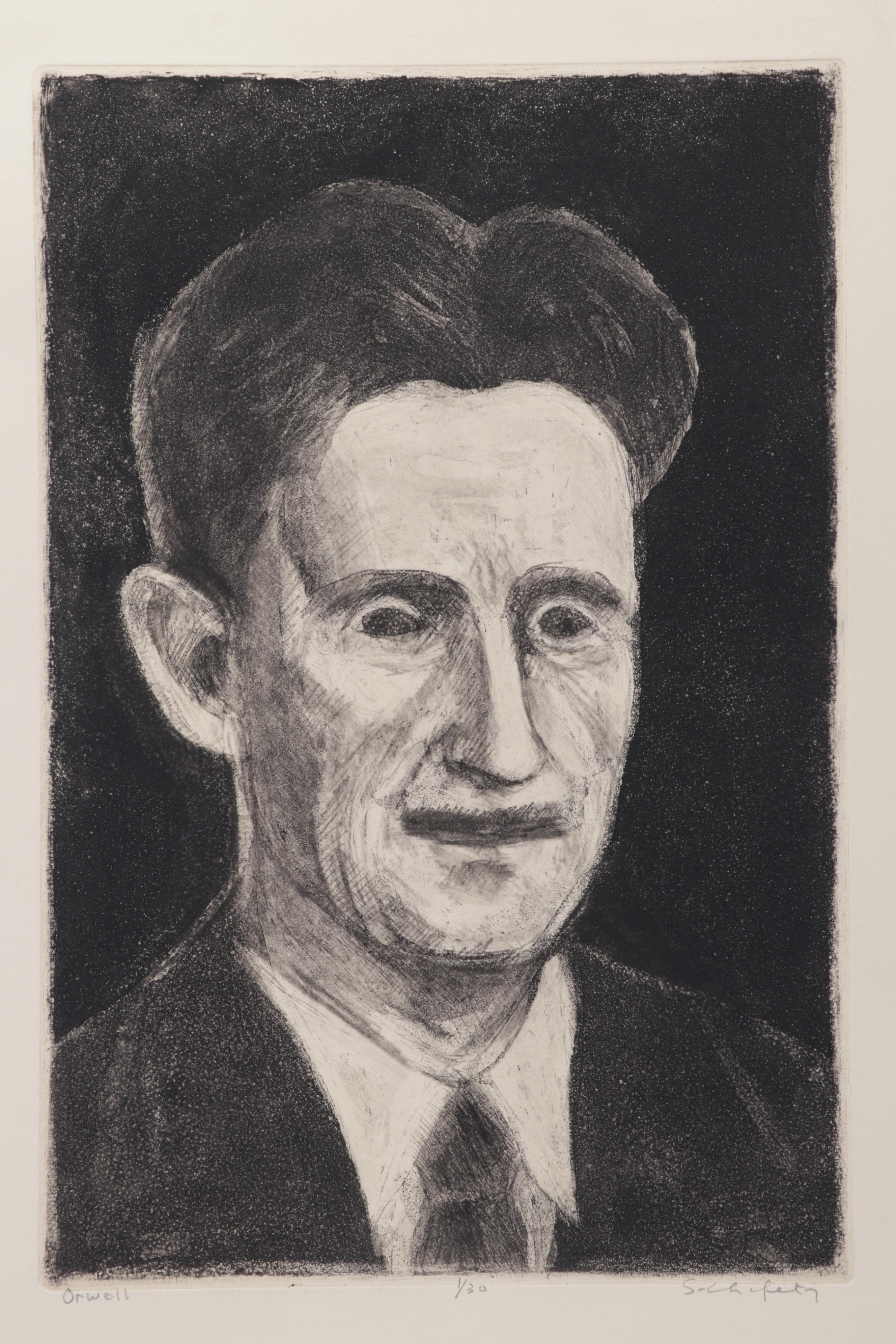 Sidney Chafetz Etching With Aquatint "George Orwell," 1984