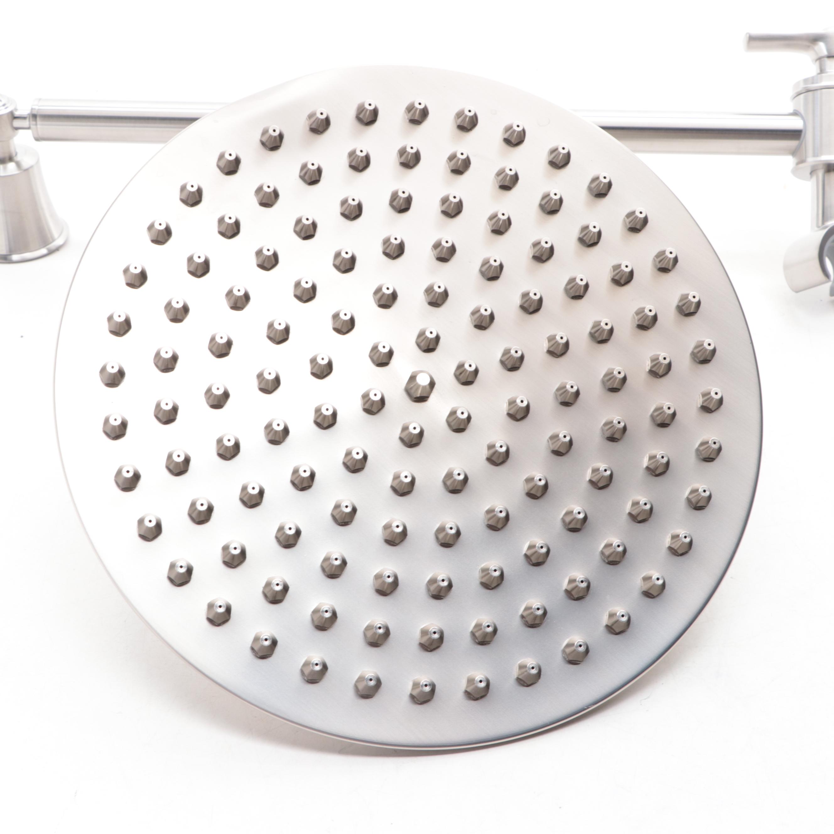 Brushed Nickel Finish Shower Valve with Diverter, Rainfall Shower Head, and More