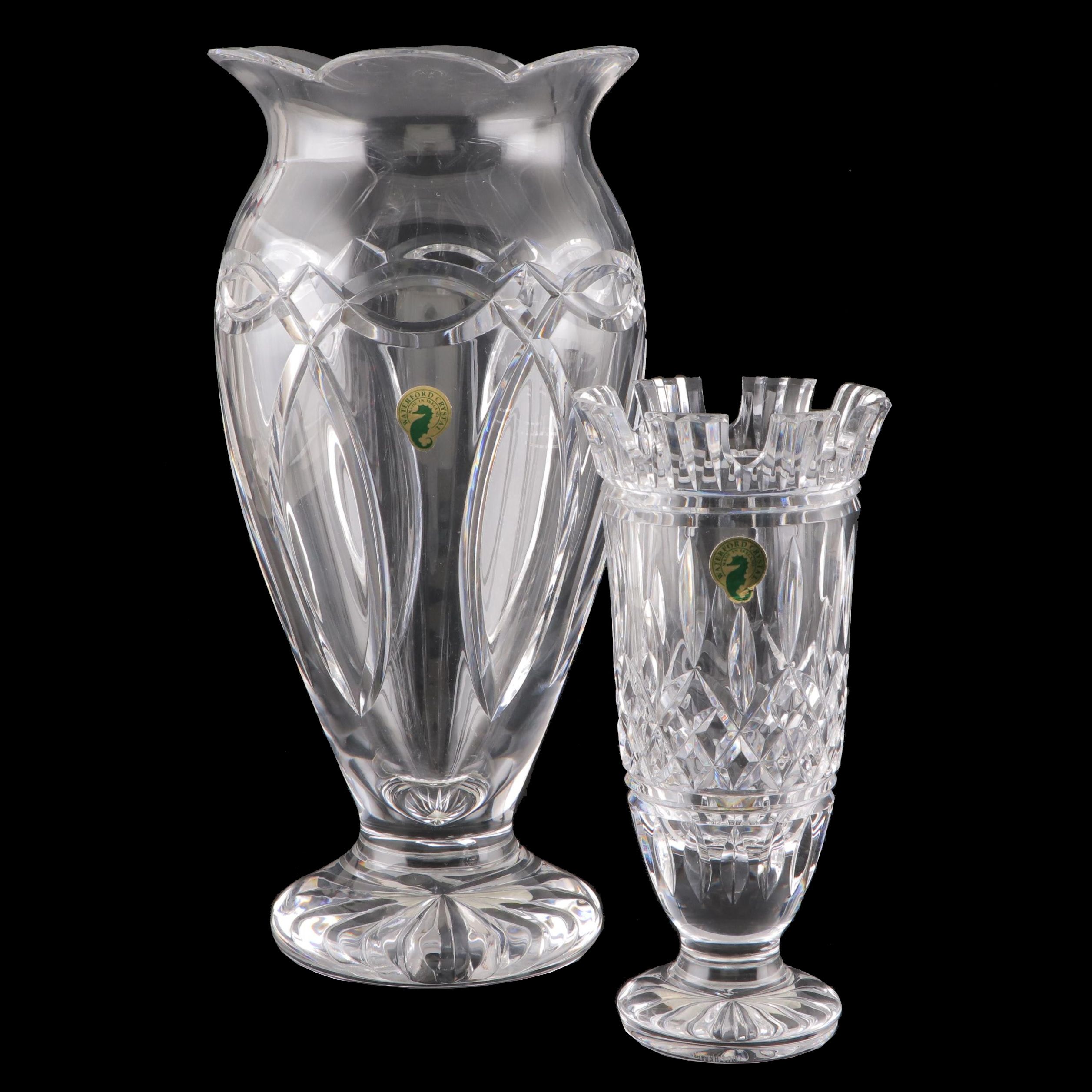 Waterford "Clannad" and "Lismore Castle" Crystal Vases