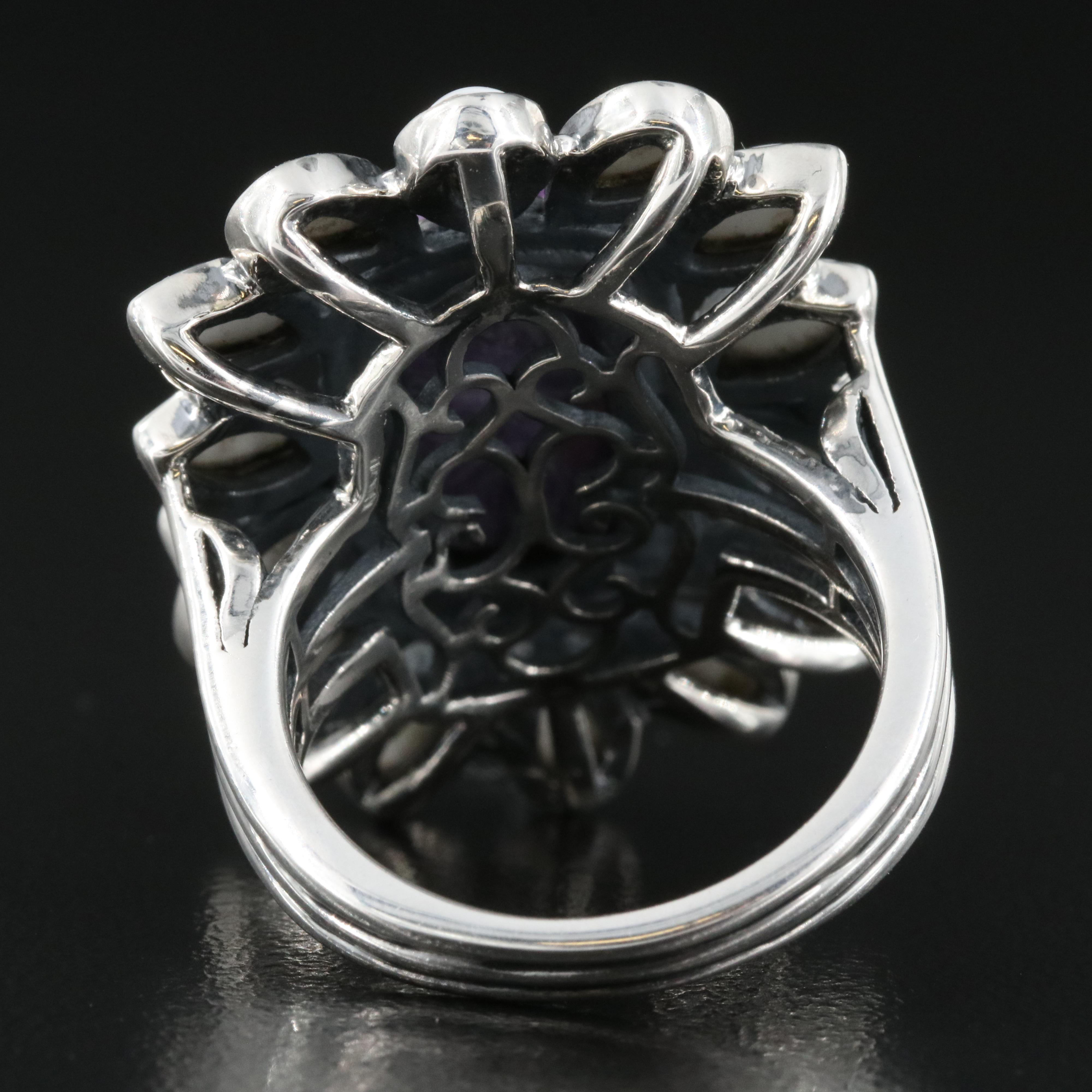 Sterling Charoite and Magnesite Ring