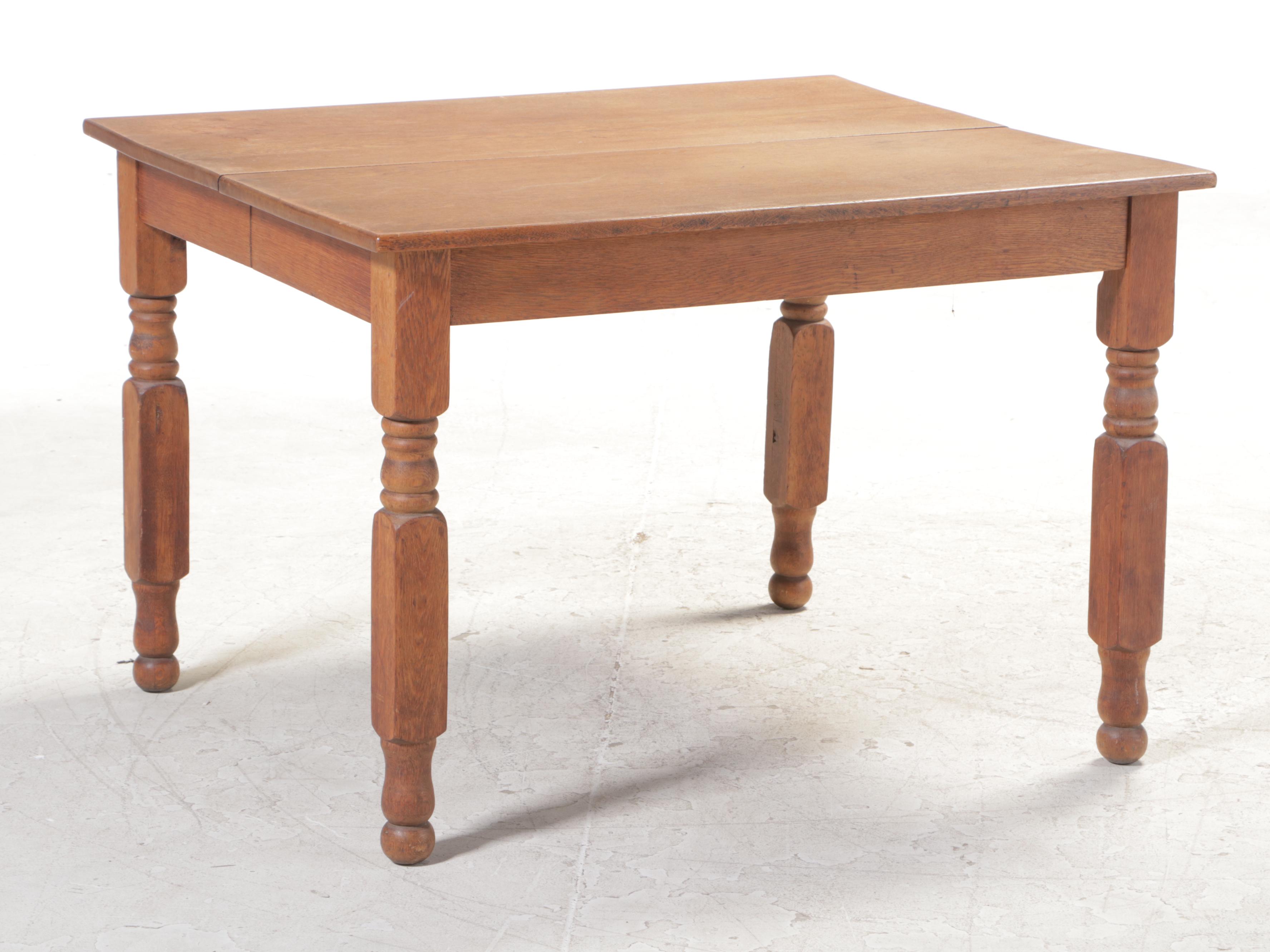 American Empire Revival Oak Extending Dining Table Plus Three Side Chairs
