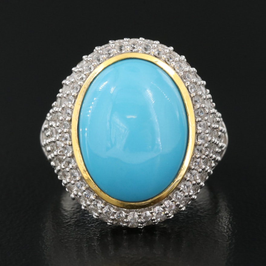 Sterling Turquoise and Zircon Ring