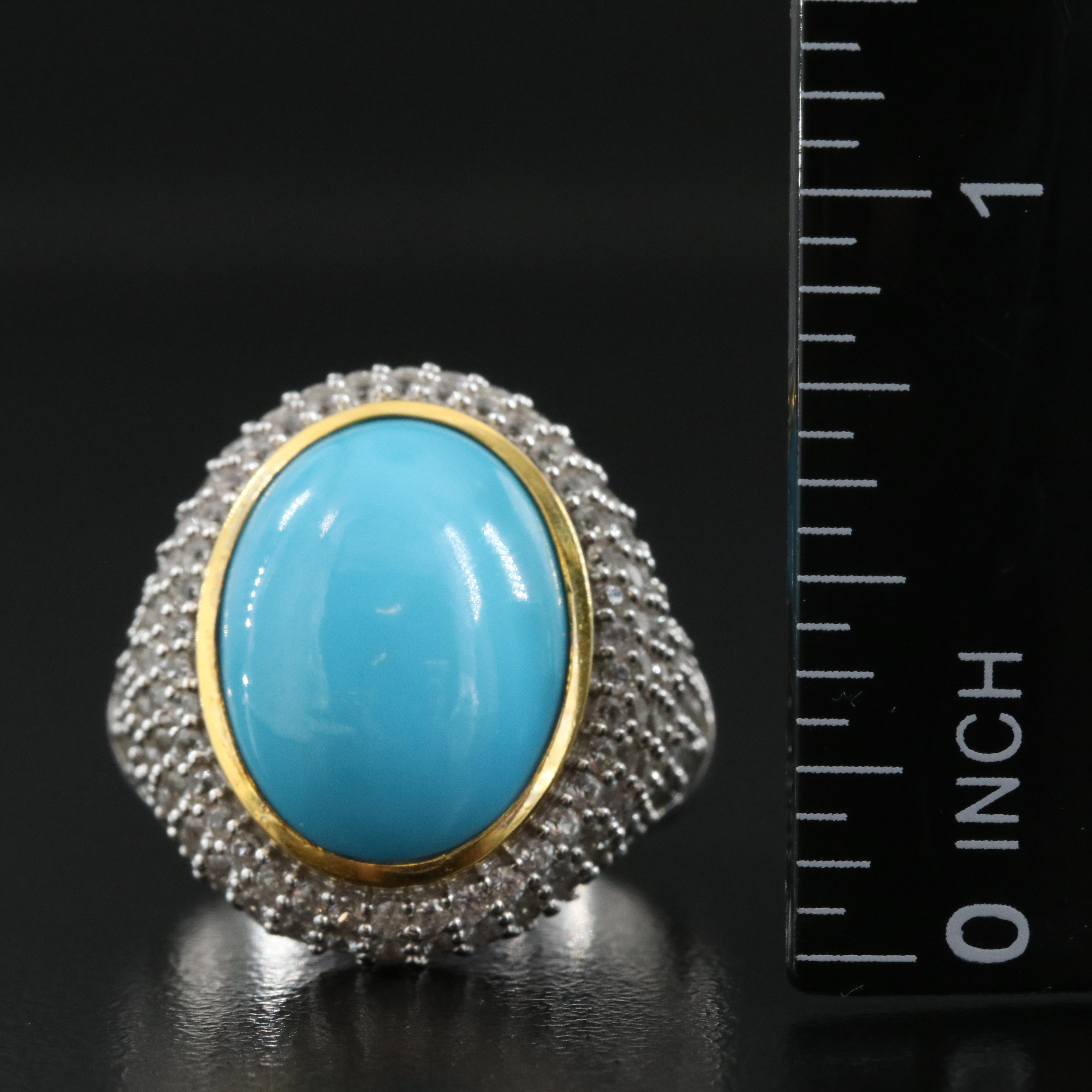 Sterling Turquoise and Zircon Ring