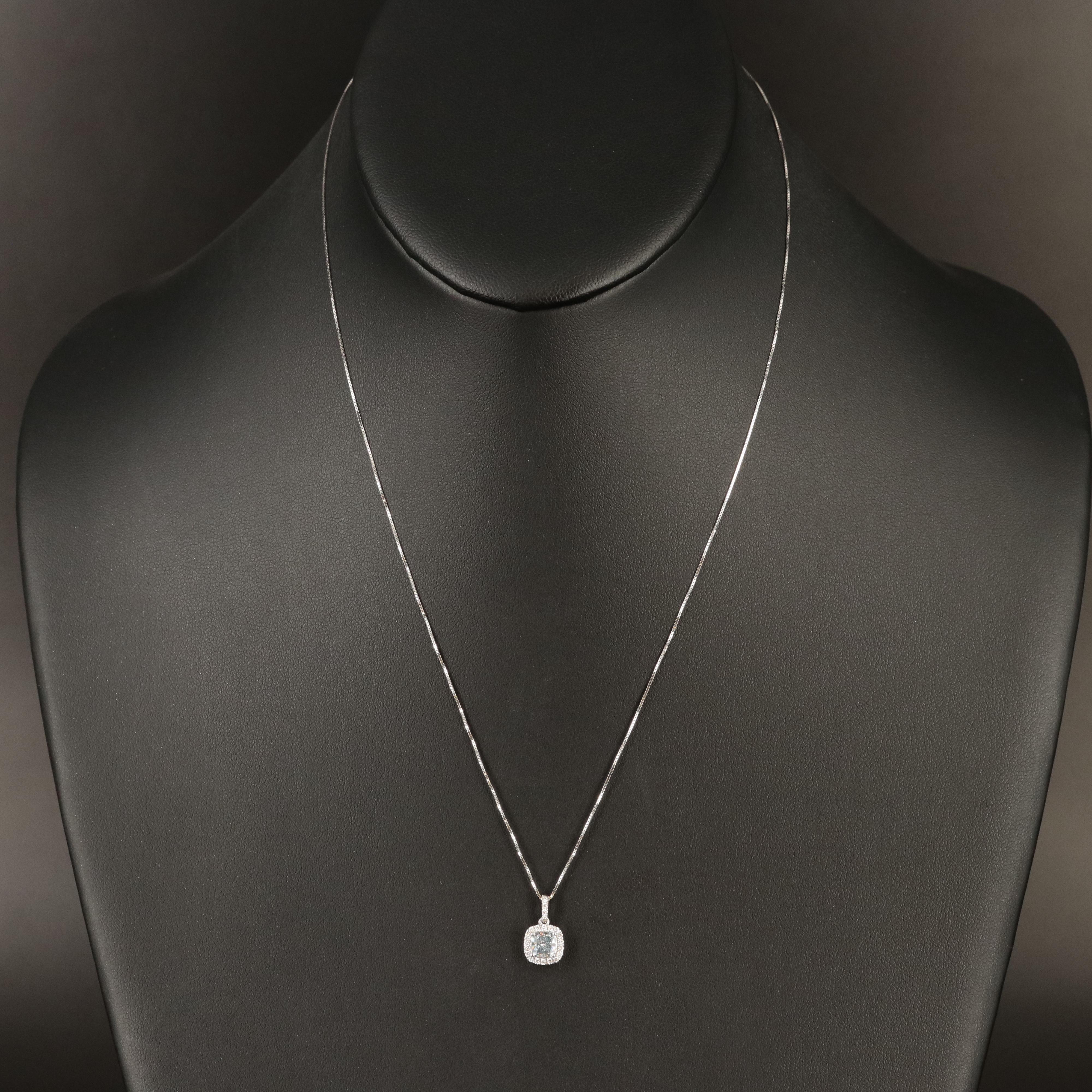 14K 0. 75 CTW Lab Grown Diamond Halo Pendant Necklace