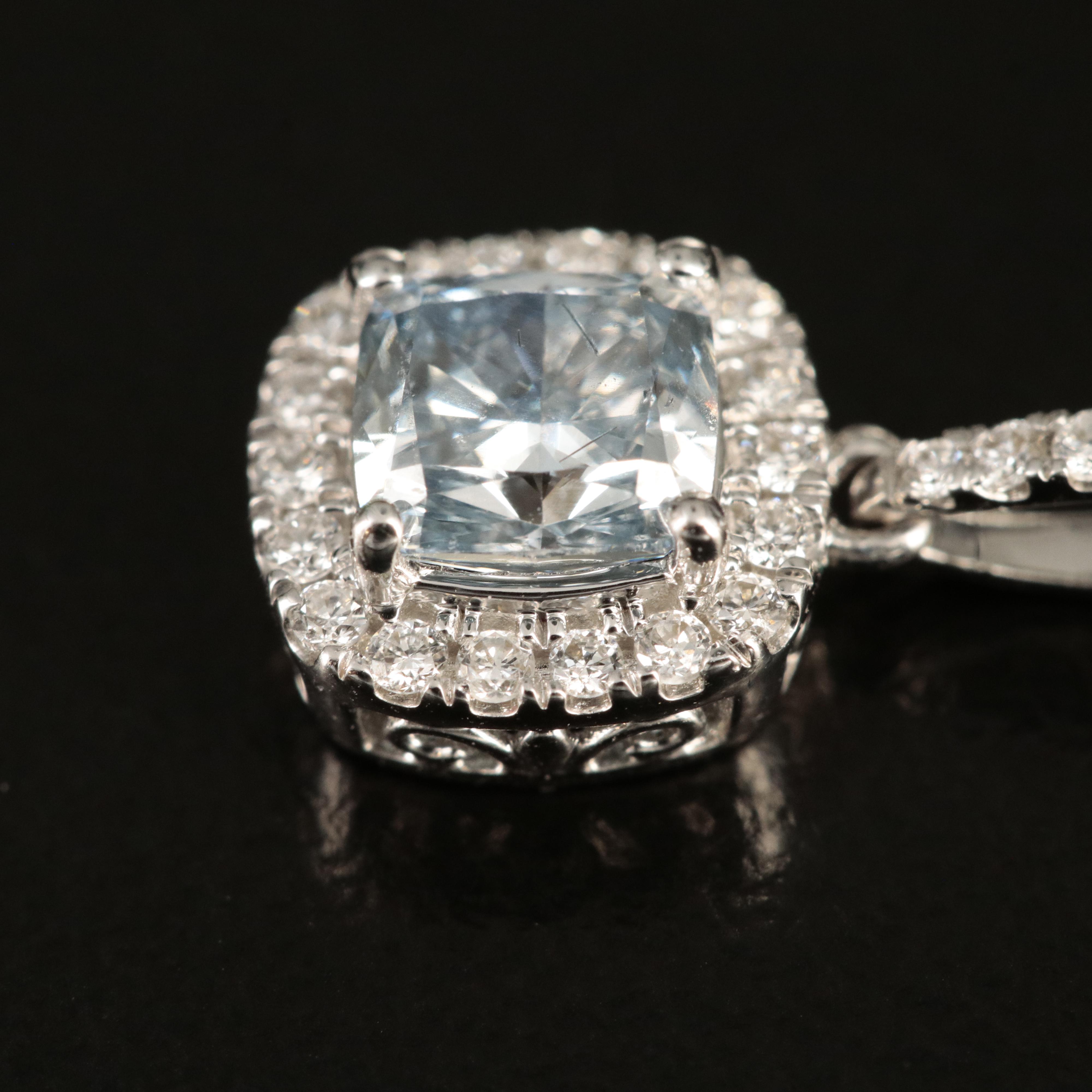 14K 0. 75 CTW Lab Grown Diamond Halo Pendant Necklace