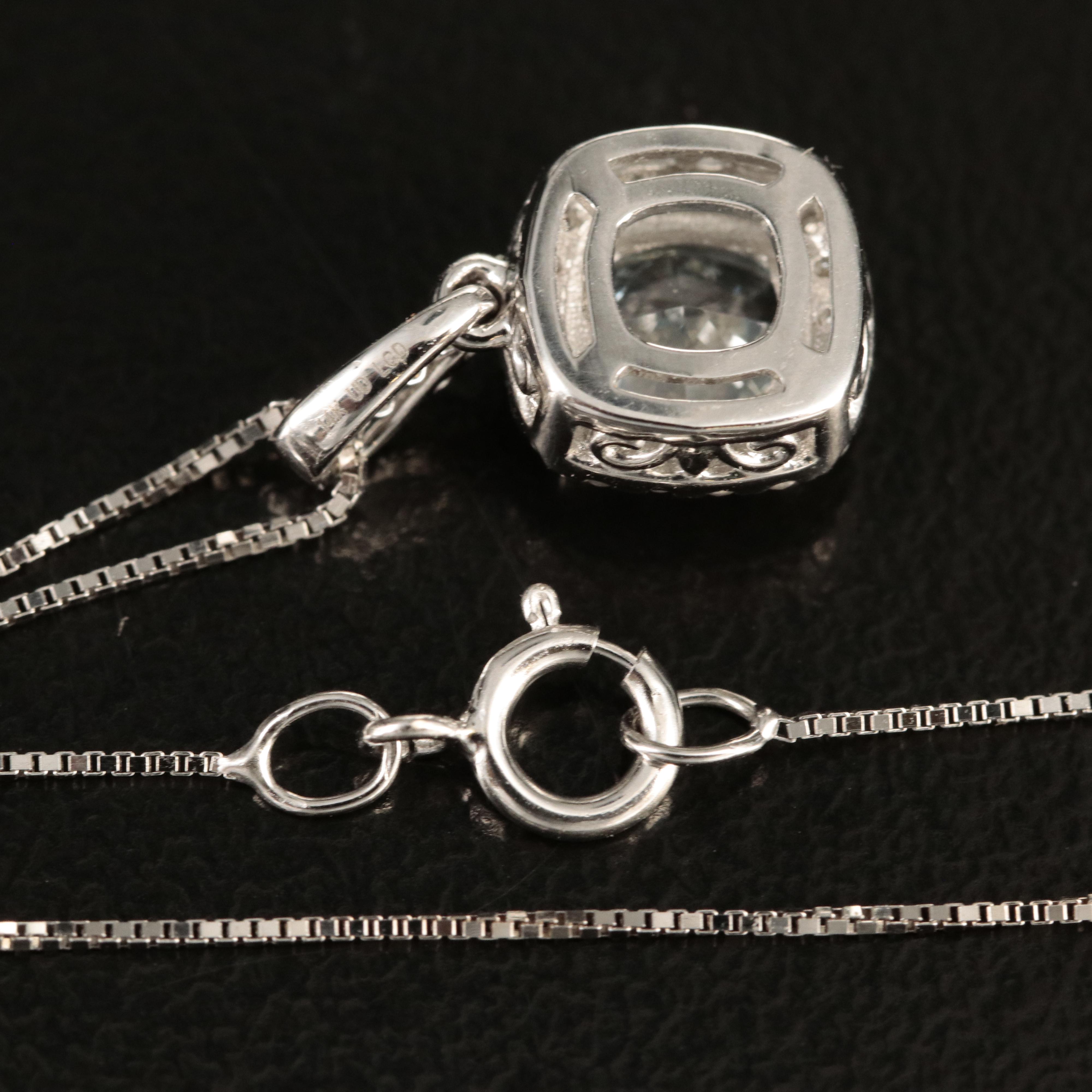 14K 0. 75 CTW Lab Grown Diamond Halo Pendant Necklace