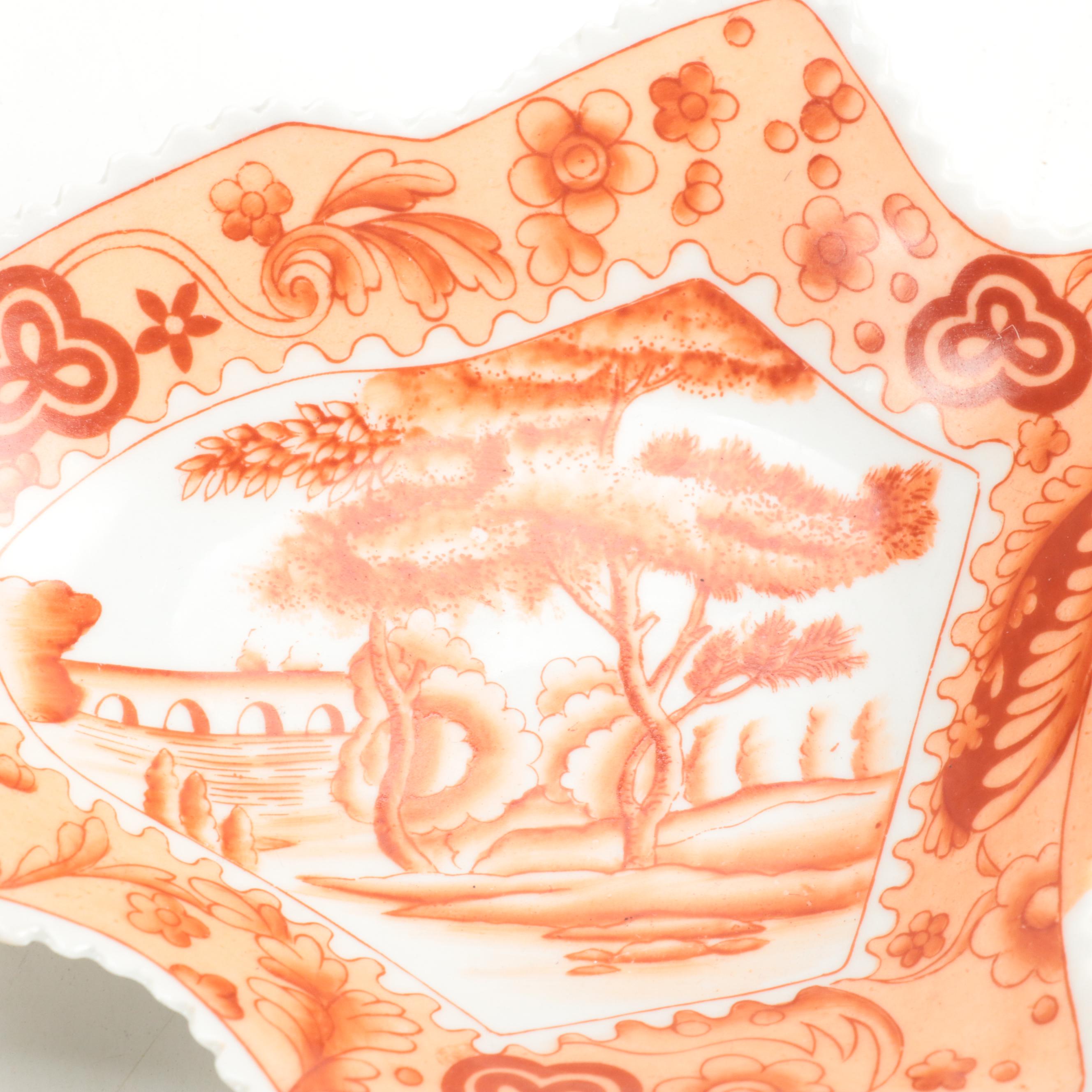 Chelsea House Chinese Export Style Porcelain Iron Red Leaf Dishes