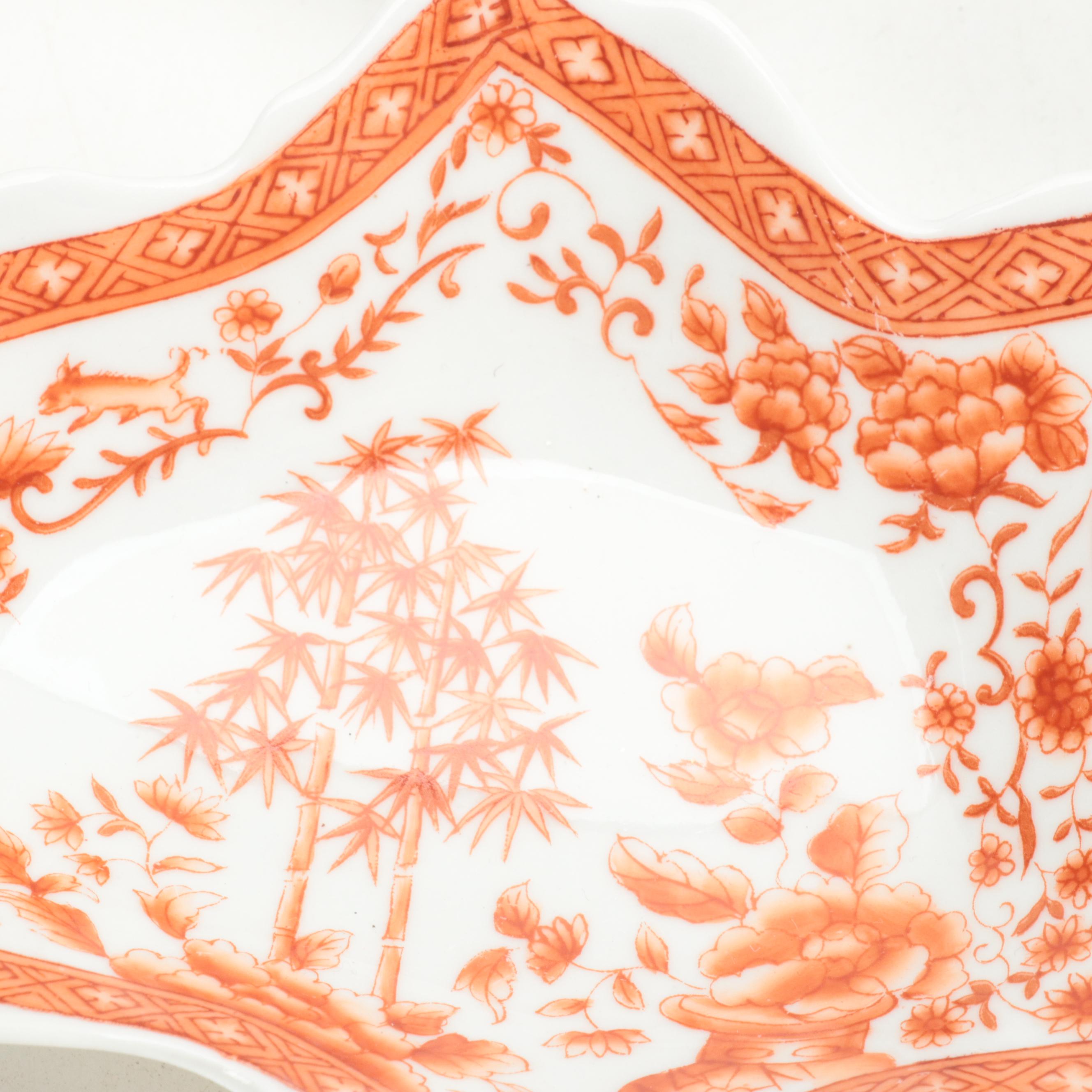 Chelsea House Chinese Export Style Porcelain Iron Red Leaf Dishes