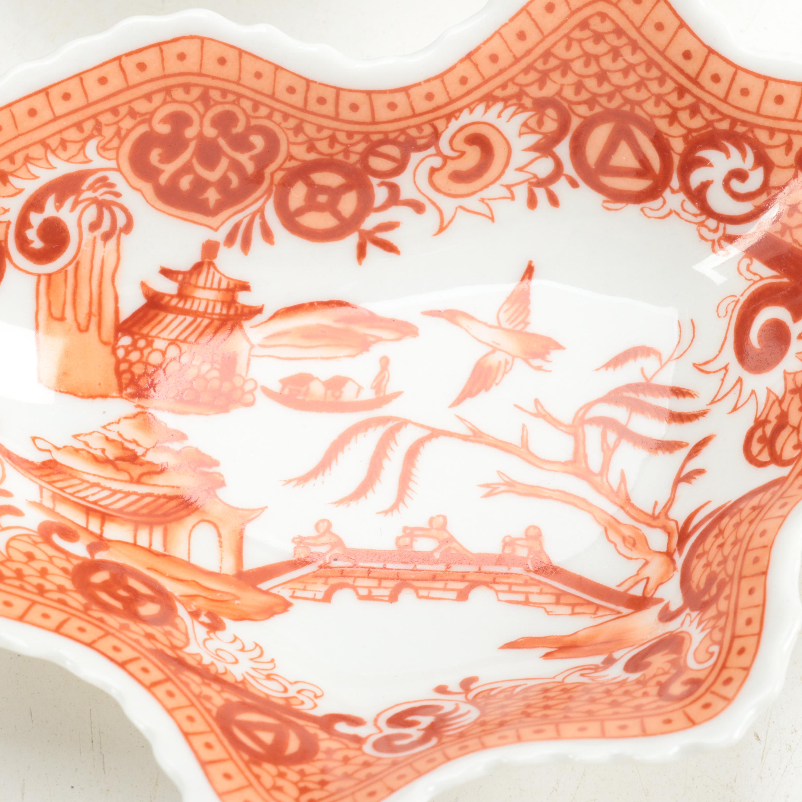 Chelsea House Chinese Export Style Porcelain Iron Red Leaf Dishes