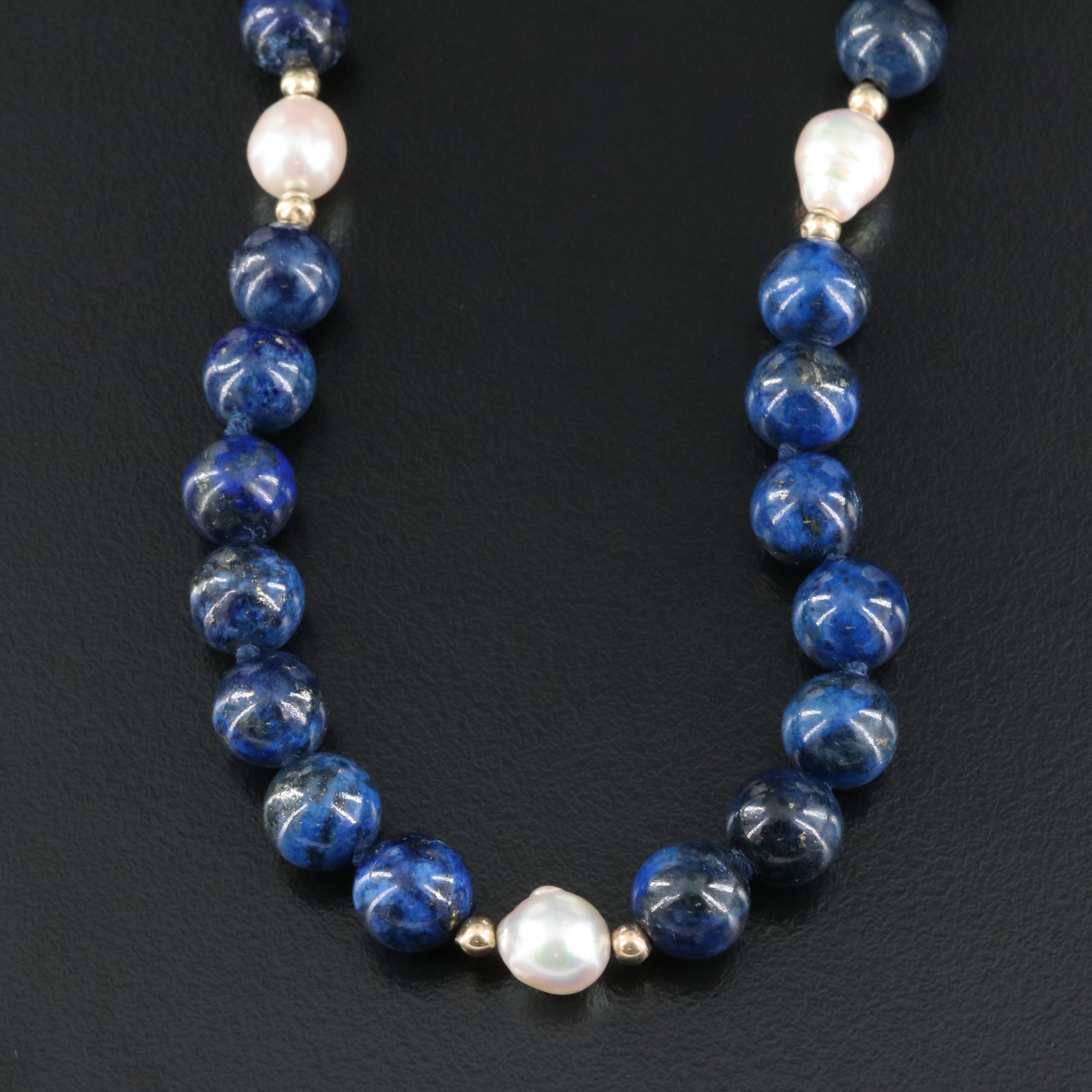14K Lapis Lazuli and Pearl Necklace