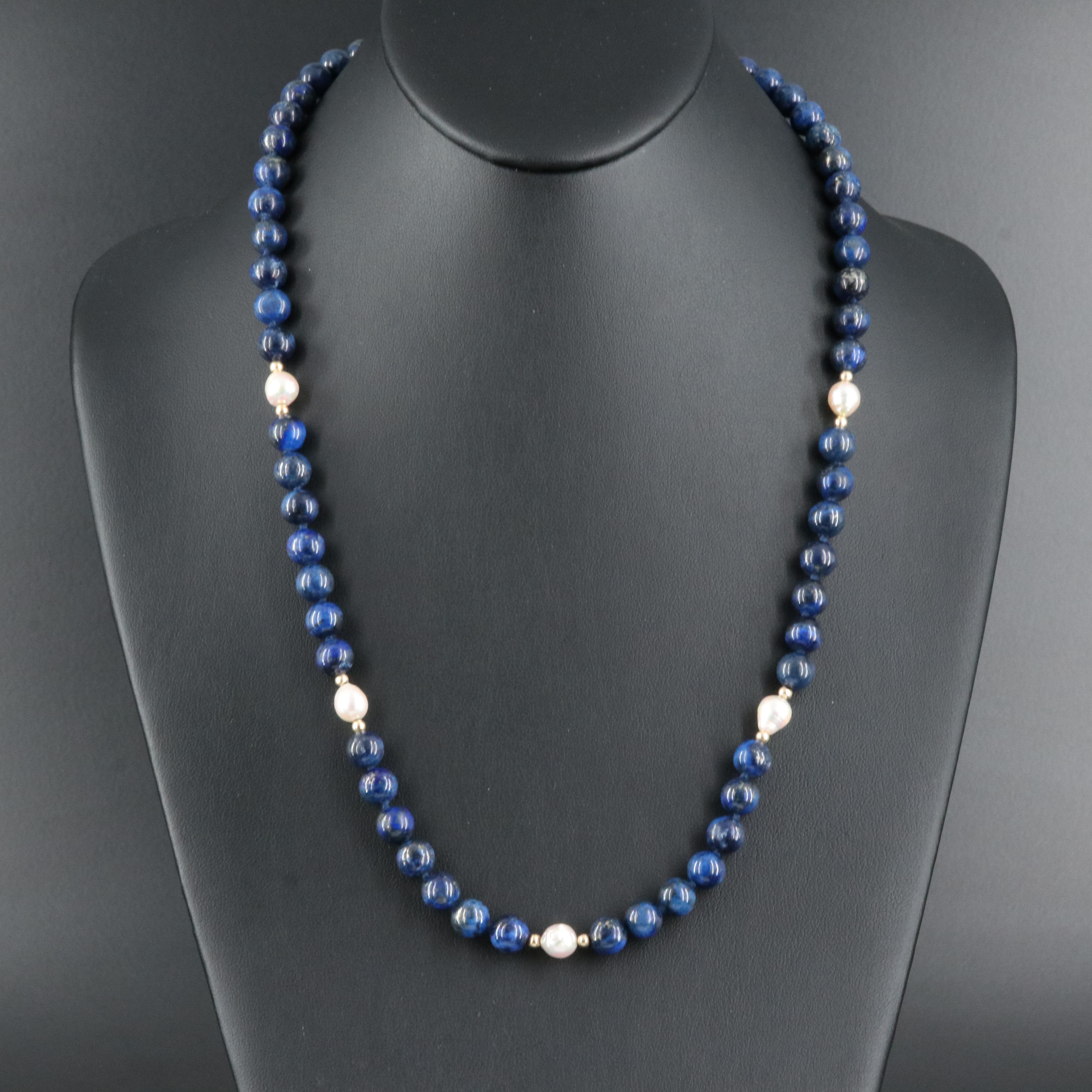 14K Lapis Lazuli and Pearl Necklace